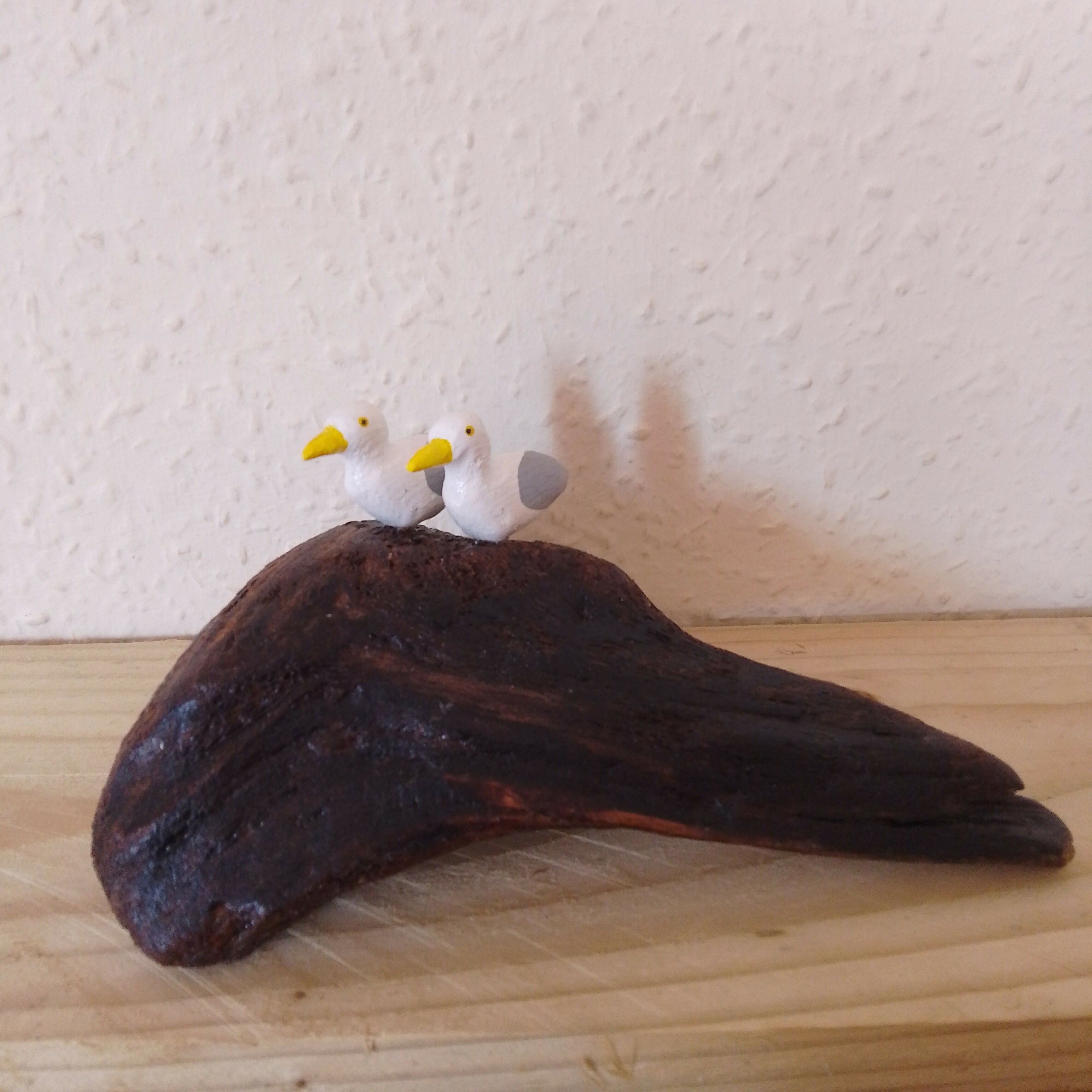Two Seagulls On Wood
