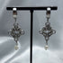 Diamond Chainmail Pearl Huggie Earrings