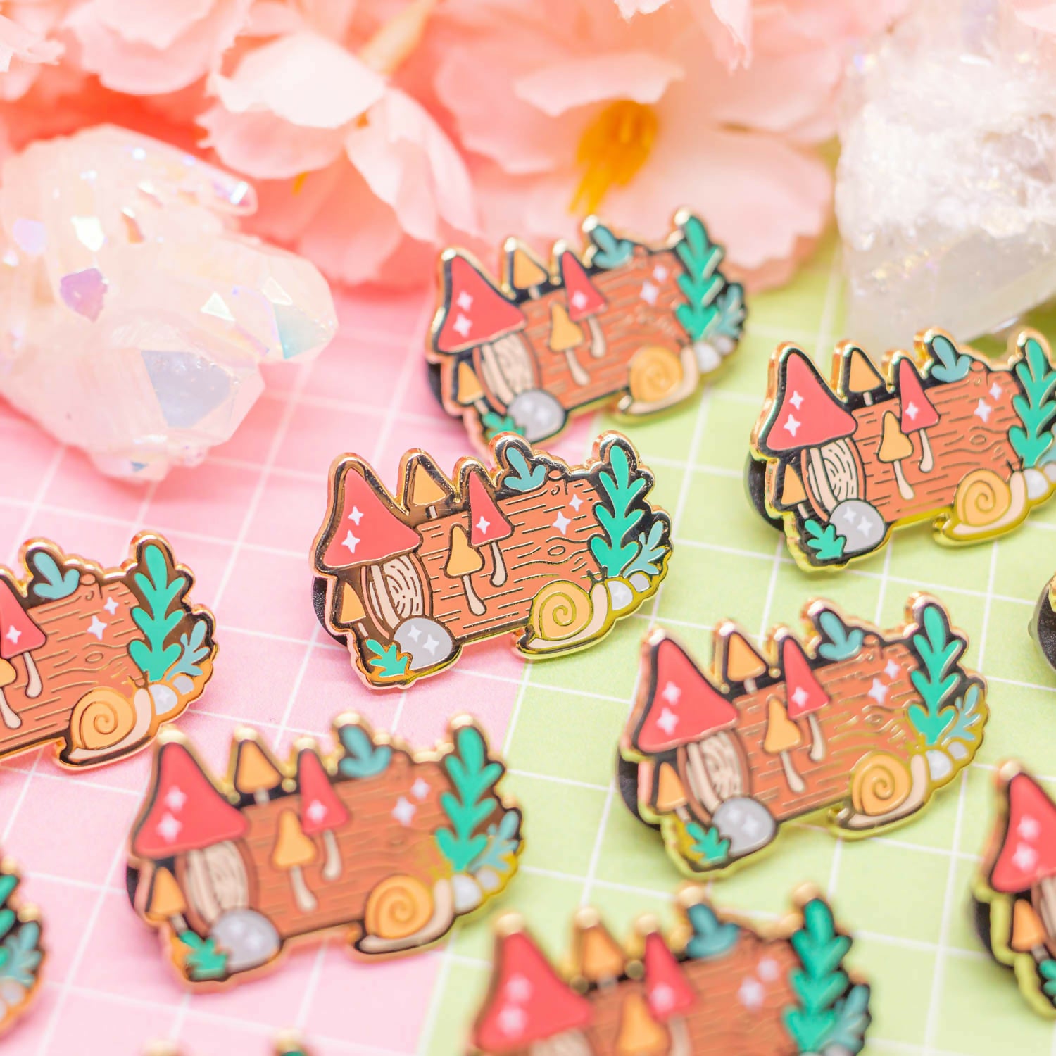 Enamel Pin - Mushroom Log