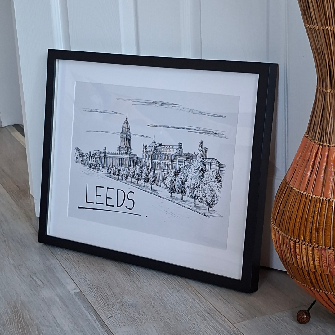 Leeds Skyline A3 Framed Print