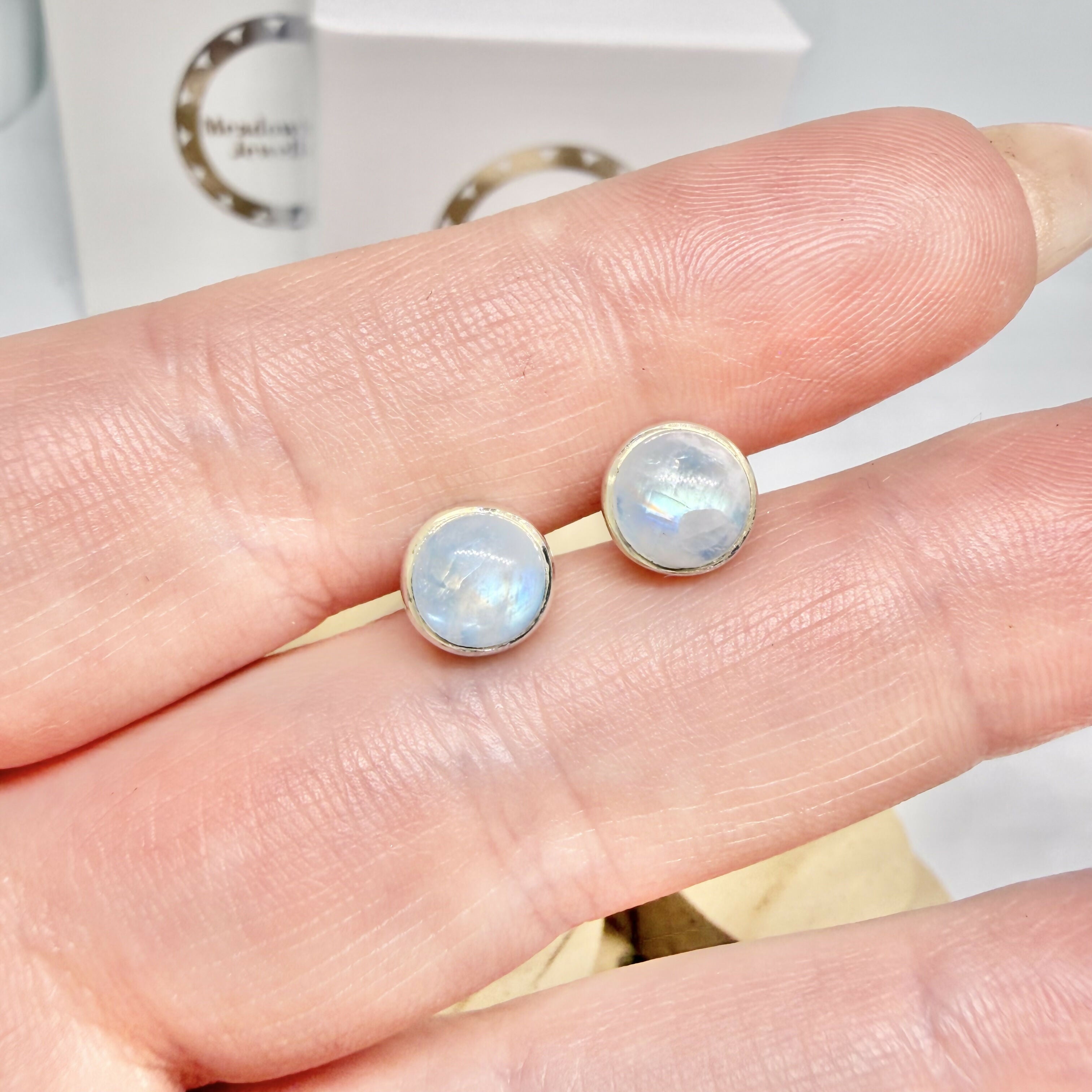 BLUE MOONSTONE STUD EARRINGS