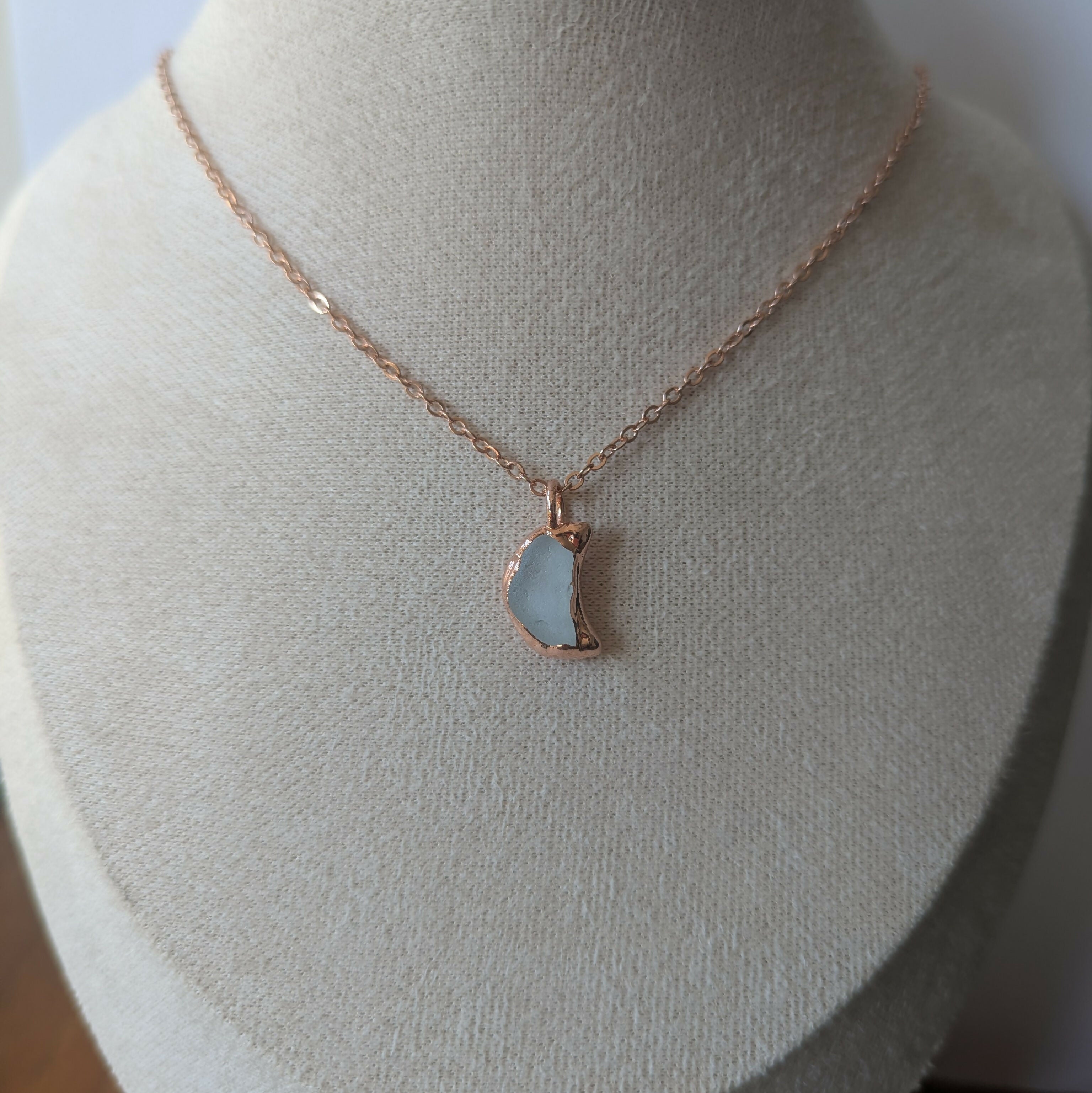 Seaglass Small Crescent Moon Necklace