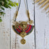 Sahara Necklace; Bold Rainbow Macramé Statement Pendant with Gold Spiral Wire Art