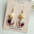 Real Flower Circle and Beige Flower Earrings