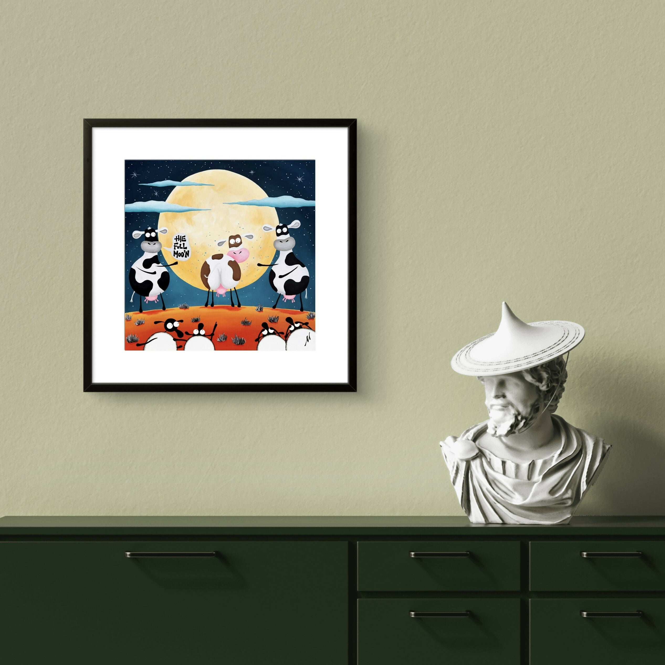 The Full Moo’n - 16” Framed Limited Edition Print