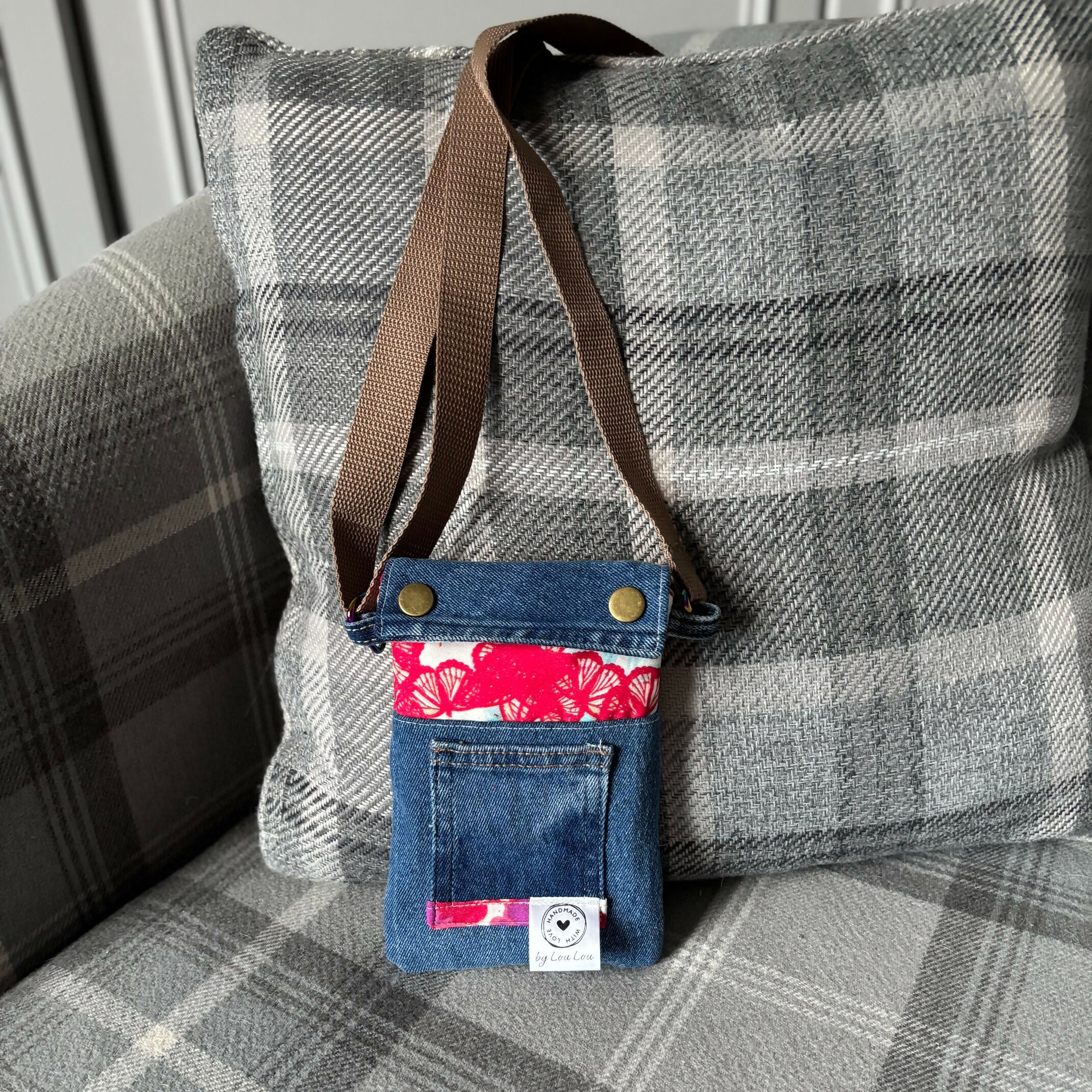 Unique Design Handcrafted Crossbody Bag Handbag Made From Upcycled Jeans And Fabrics