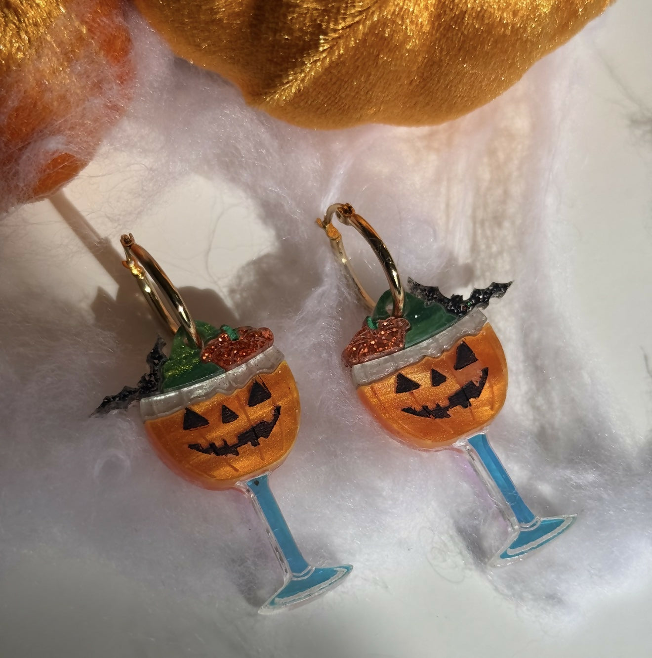 Creepy Halloween Pumpkin Cocktail Earrings