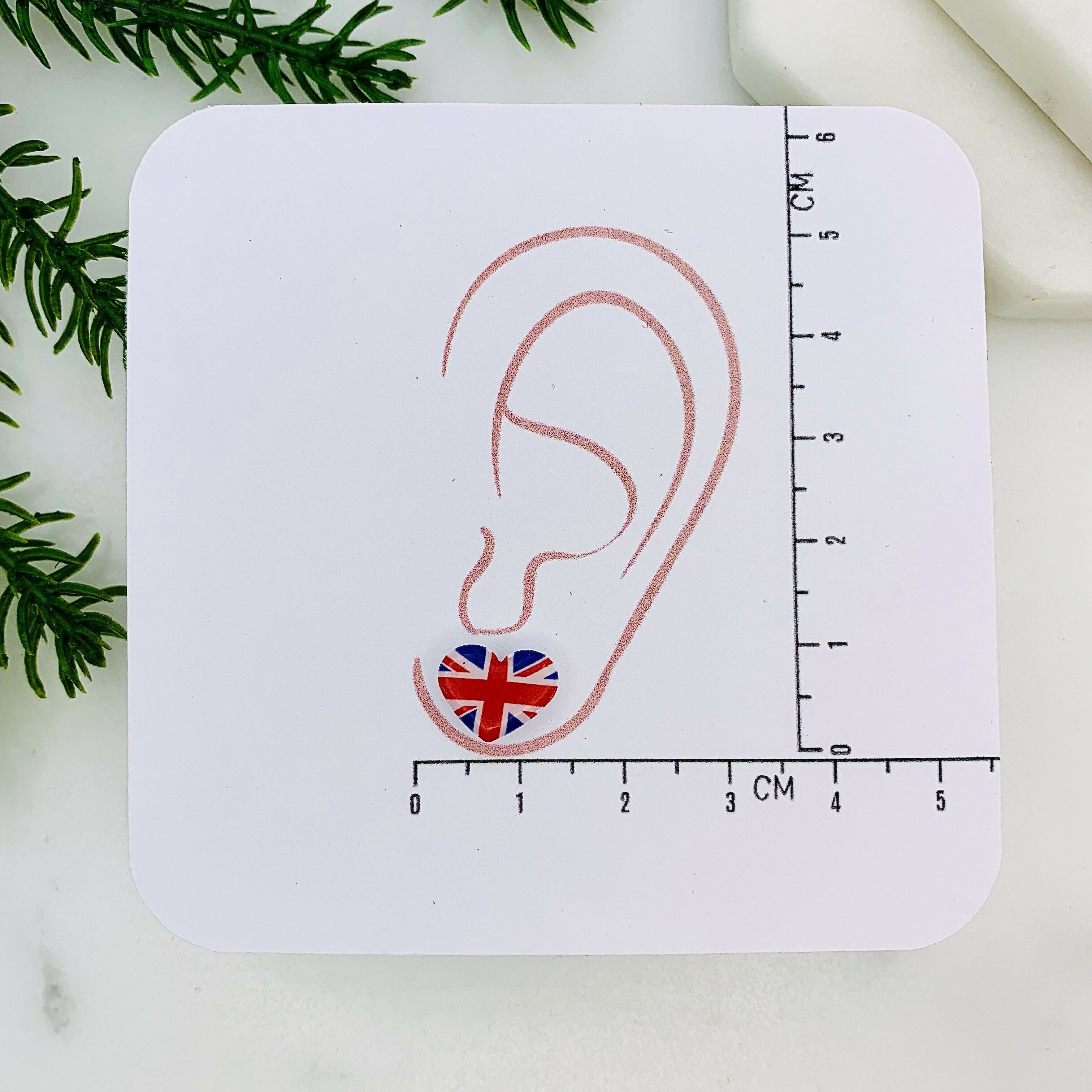 Union Jack Heart Stud Earrings