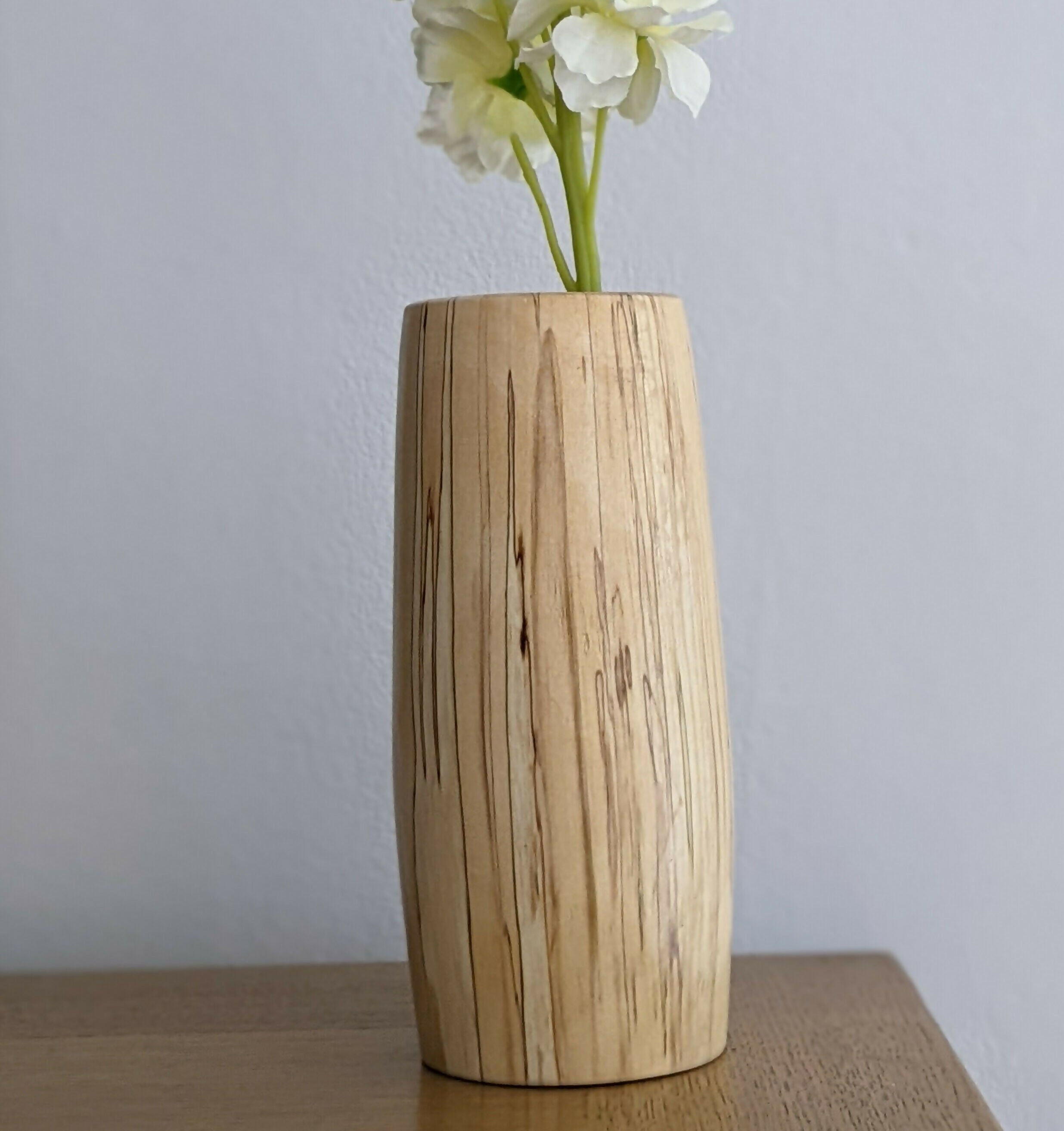Handcrafted Reclaimed Wood Vase with Glass Insert