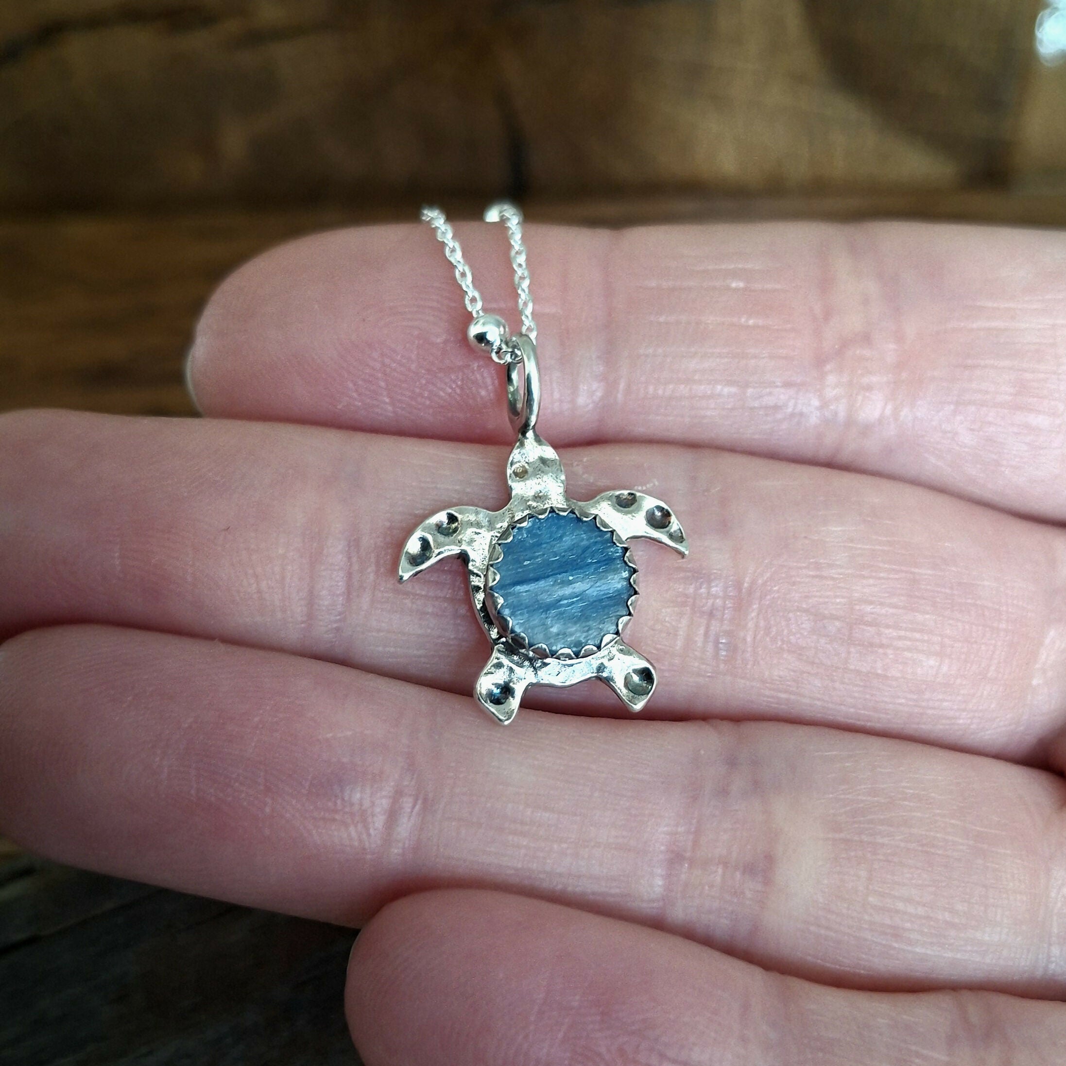 Handmade Sea Turtle Necklace With Kyanite