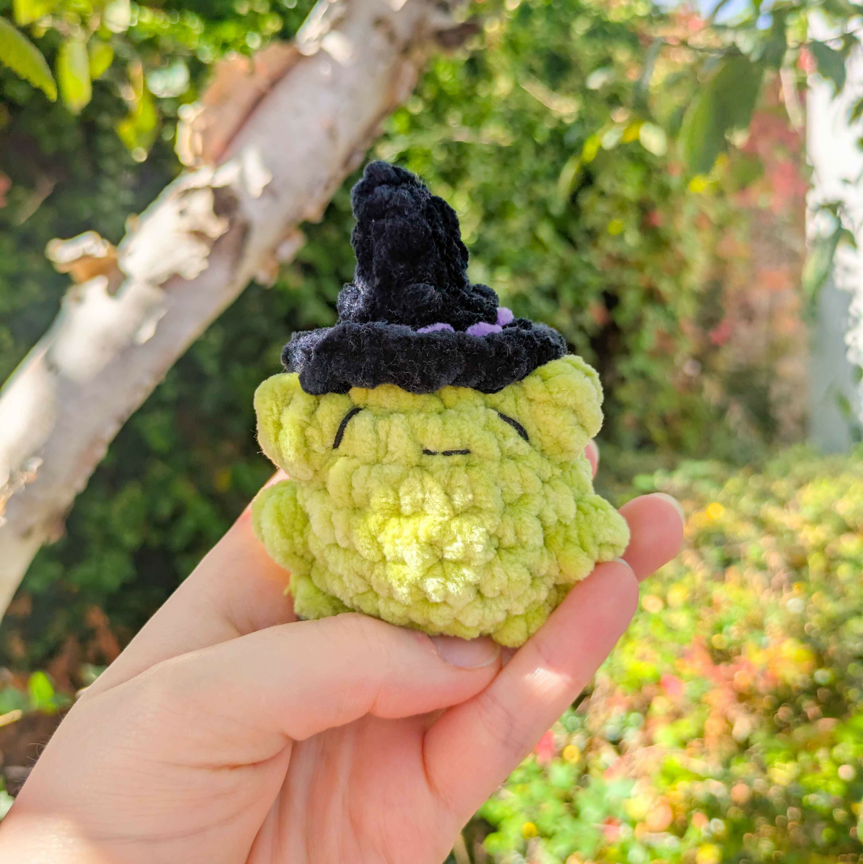 Witch Frog Puff Pud - Crochet Plushie