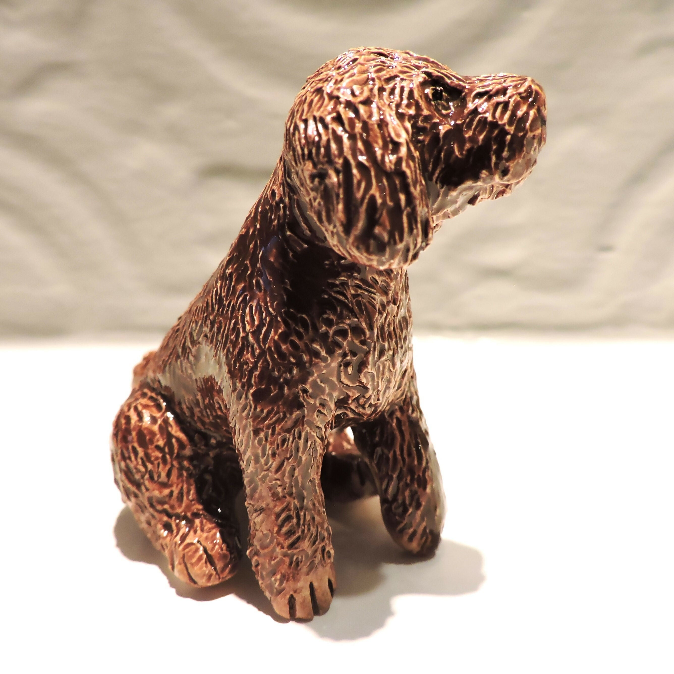 Ceramic Chocolate Cockerpoo Dog Sculpture