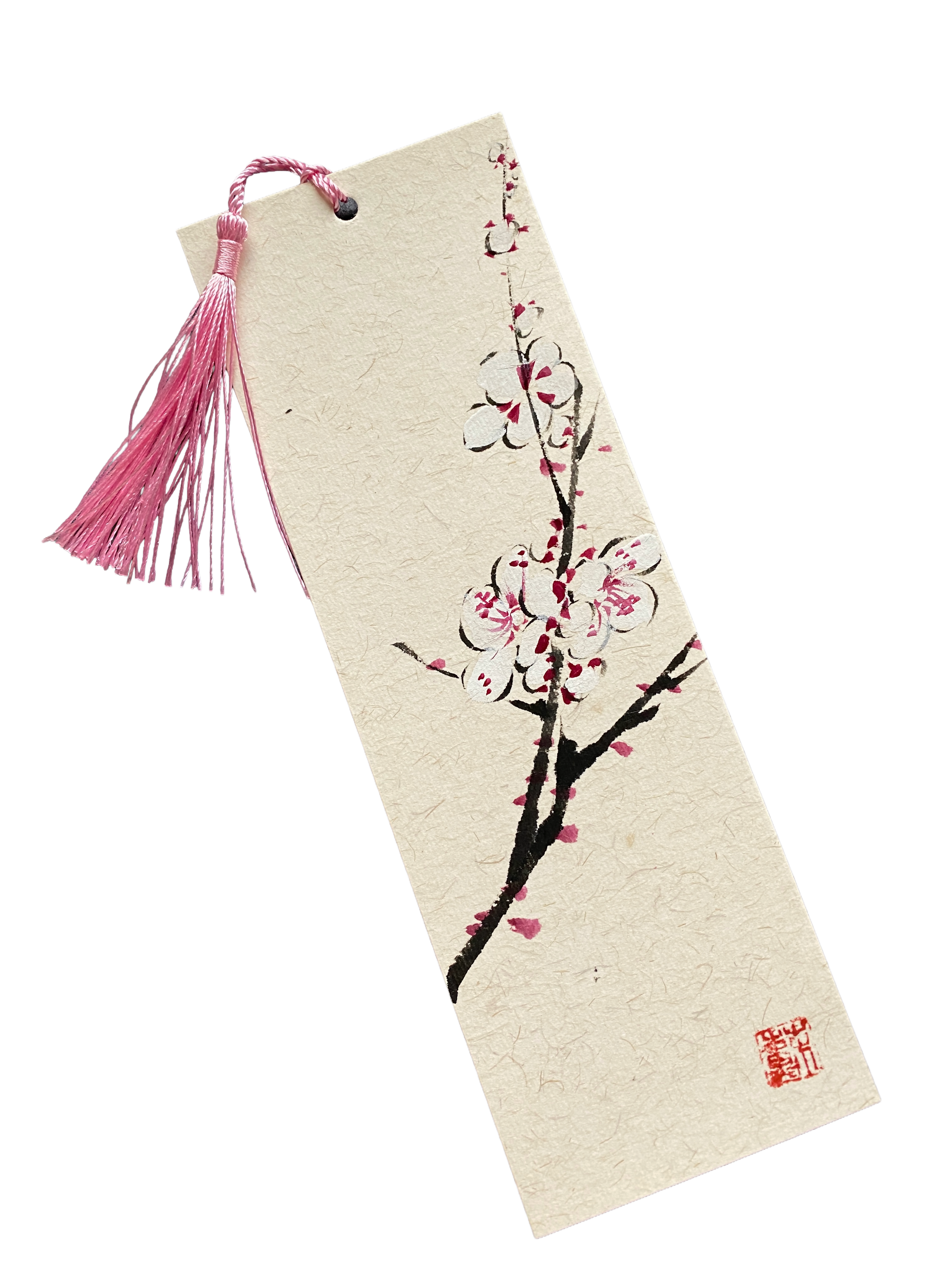 Hand-Painted Plum Blossom Bookmark