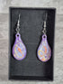 Handcrafted Tear Drop Purple, Silver, Gold And Orange Earrings