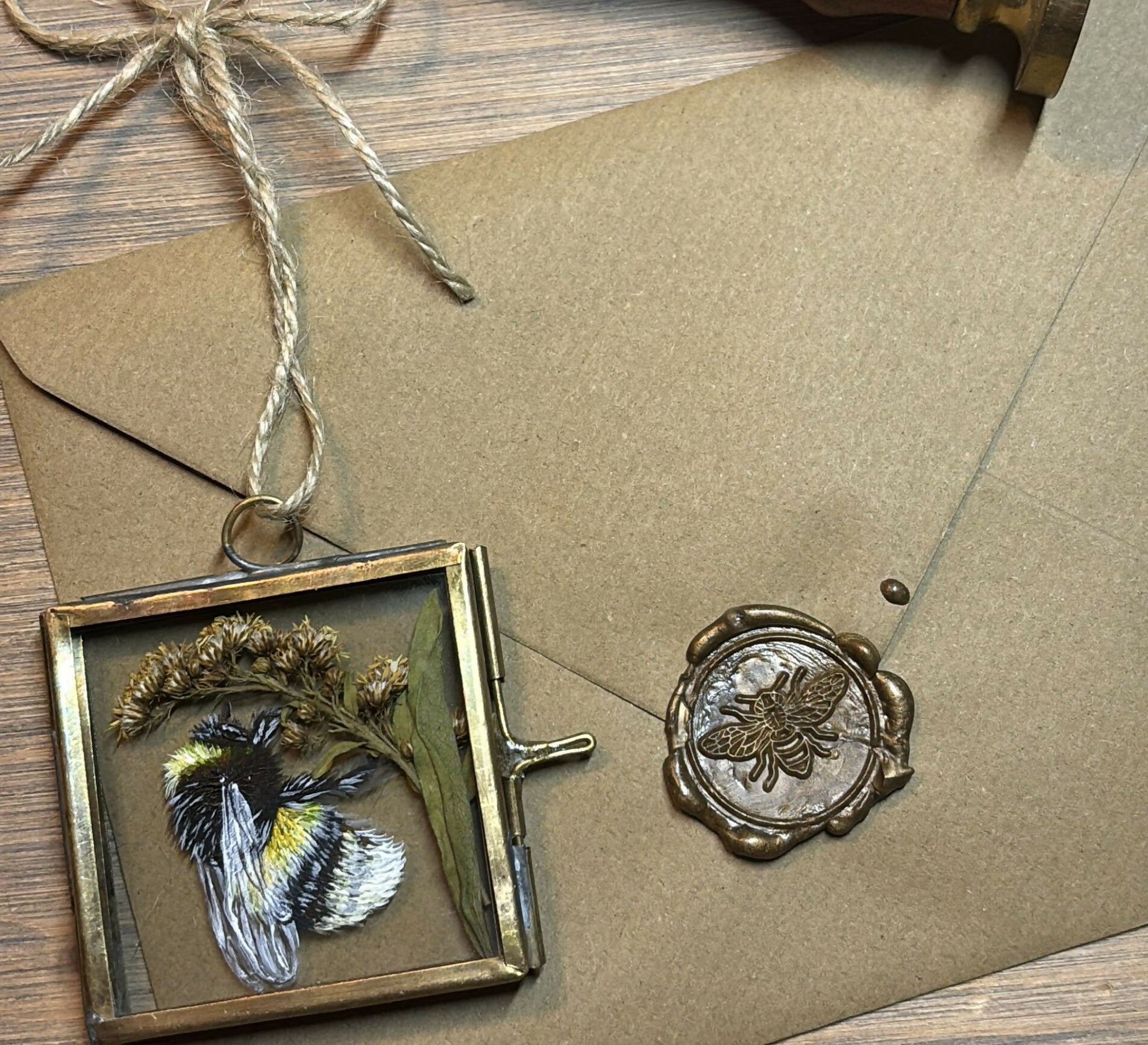 Original Bee Painting 'The Upside Down' Glass Hanging