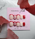 Reusable Red And White French Tip With Flowers Handmade Press On Nails