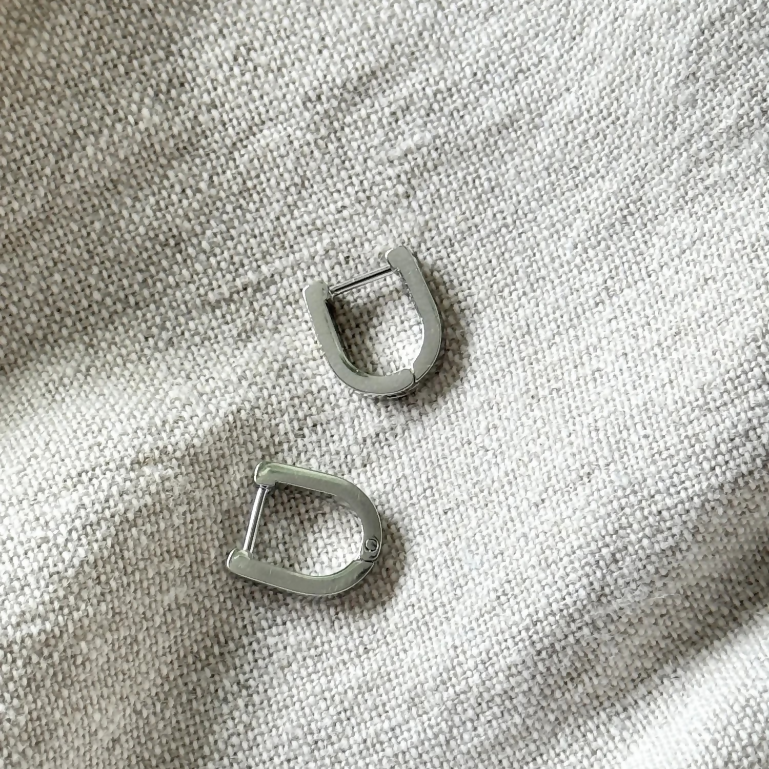 Chunky Rhodium Silver Huggie Earrings