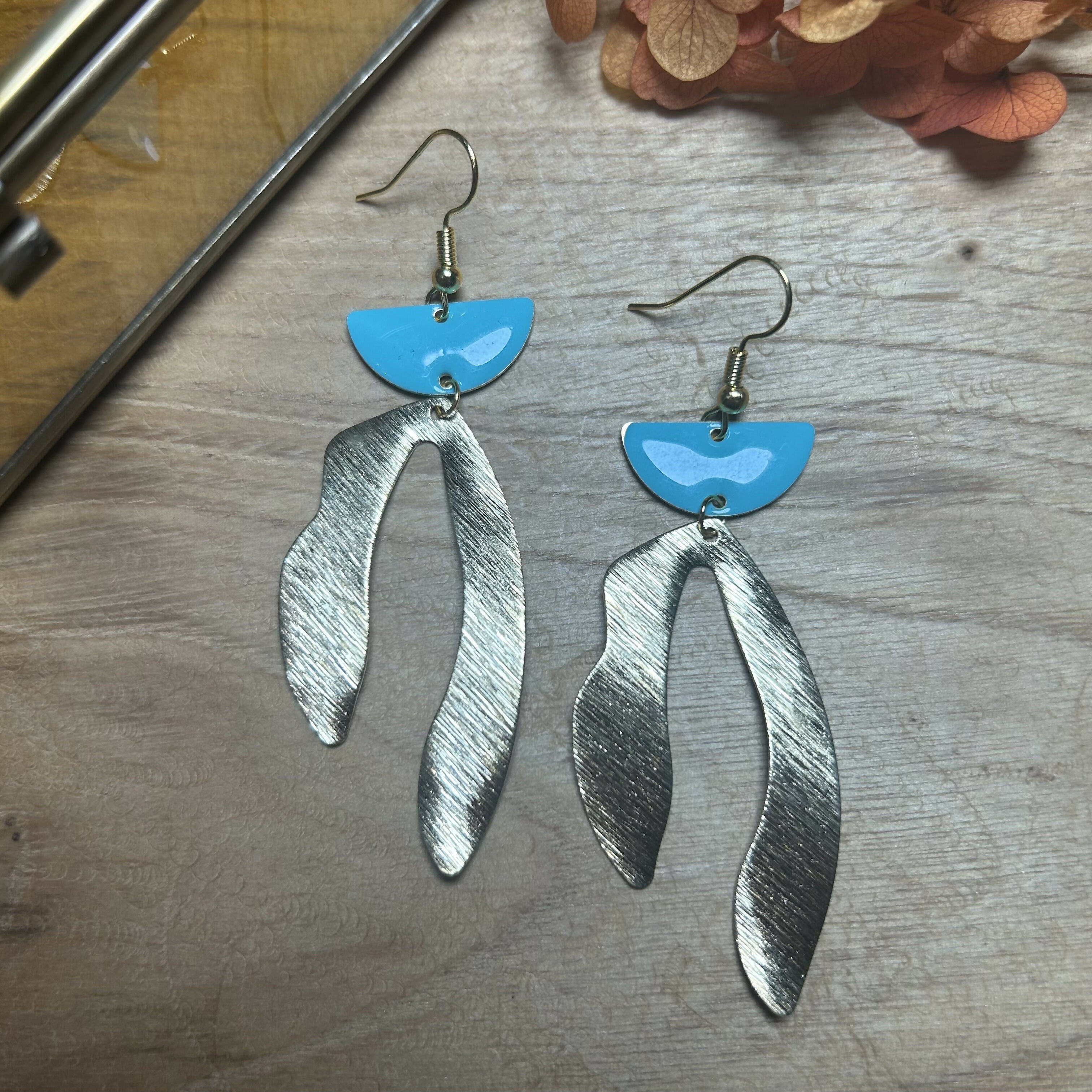 Funky Gold Plated Abstract & Enamel Earrings