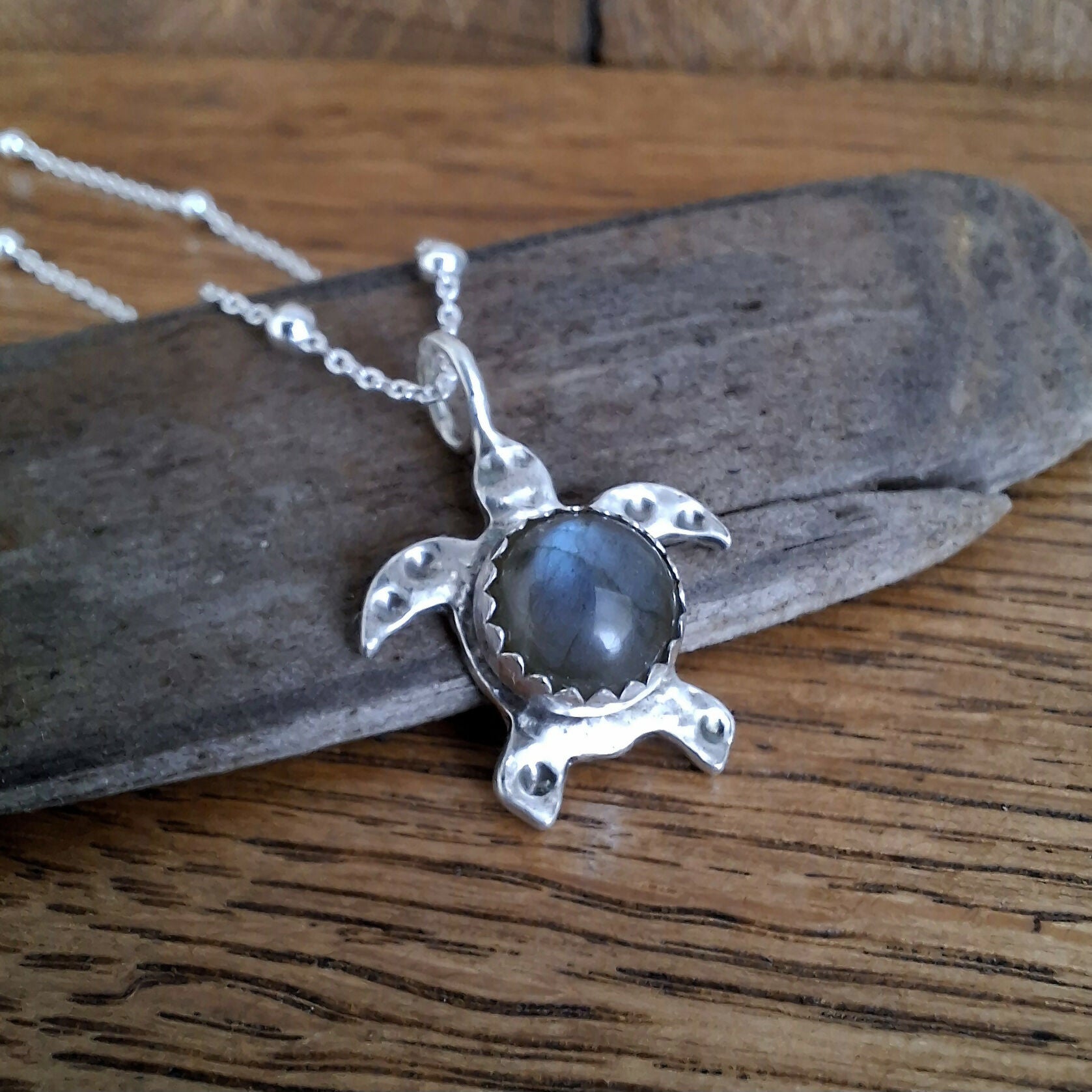Handmade Sea Turtle Necklace With Labradorite
