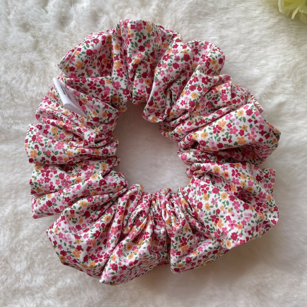 Red Ditsy floral Scrunchies