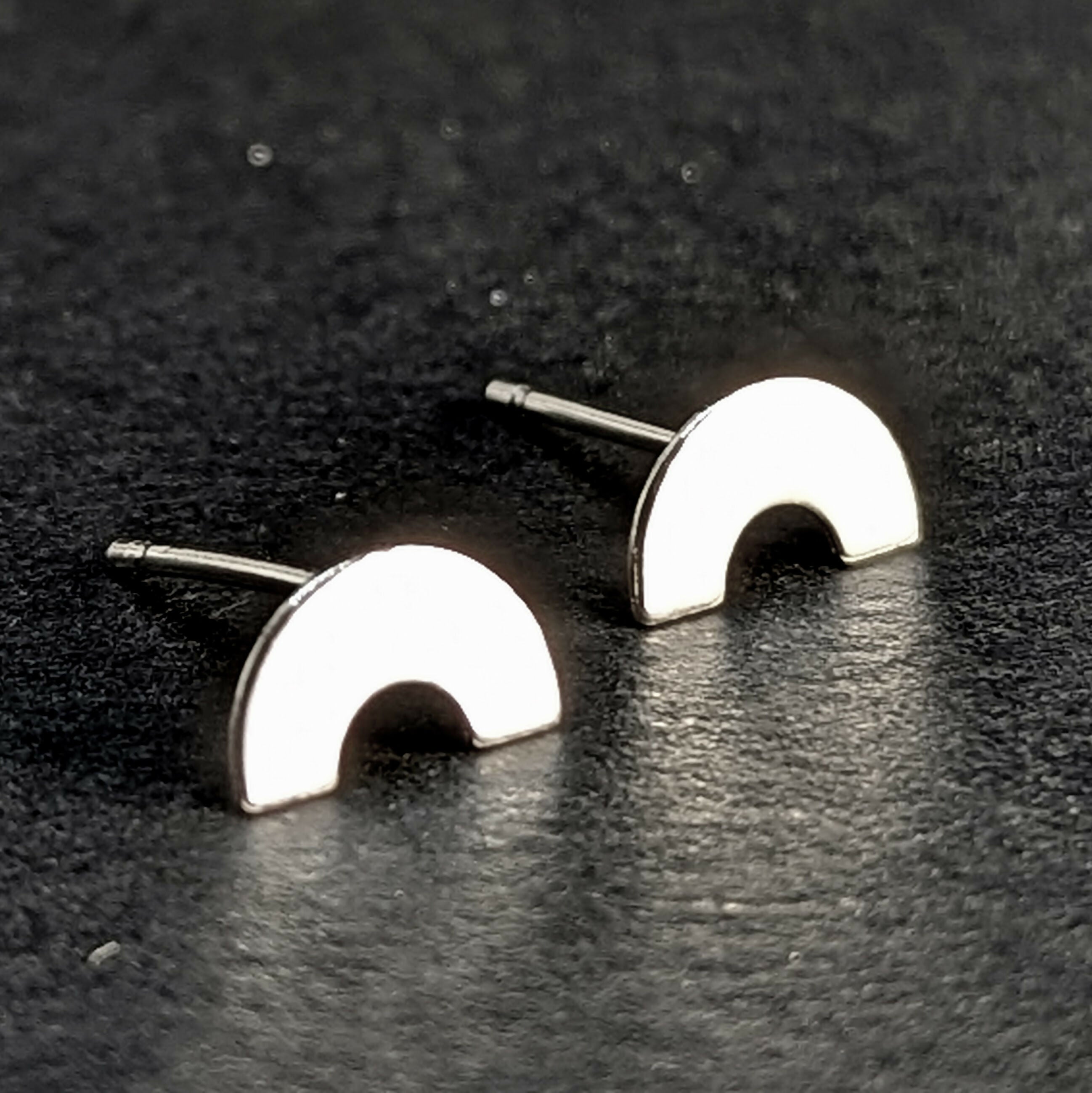 ‘Somewhere’ Sterling Silver Tiny Rainbow Stud Earring