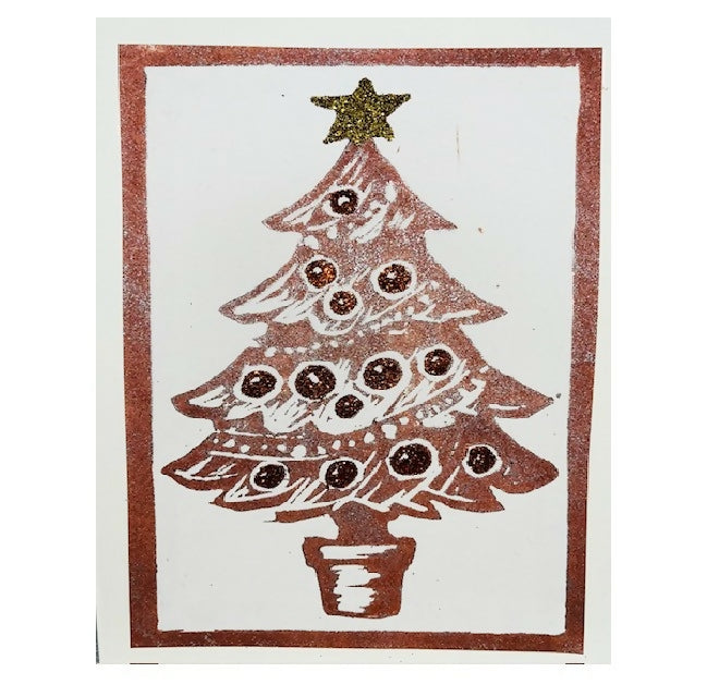 Handprinted Metallic classic Christmas Tree