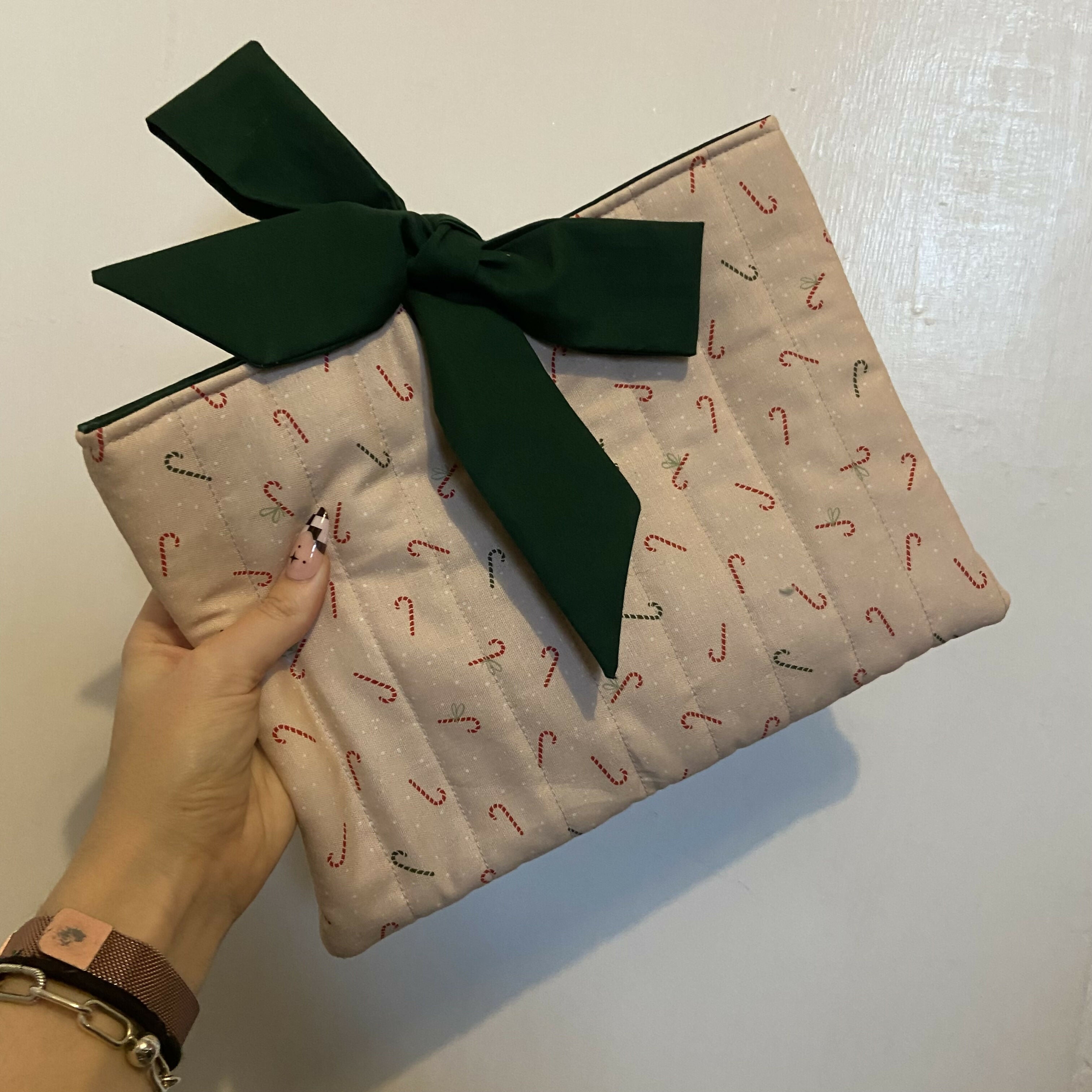 Pink Candy Cane Book Pouch