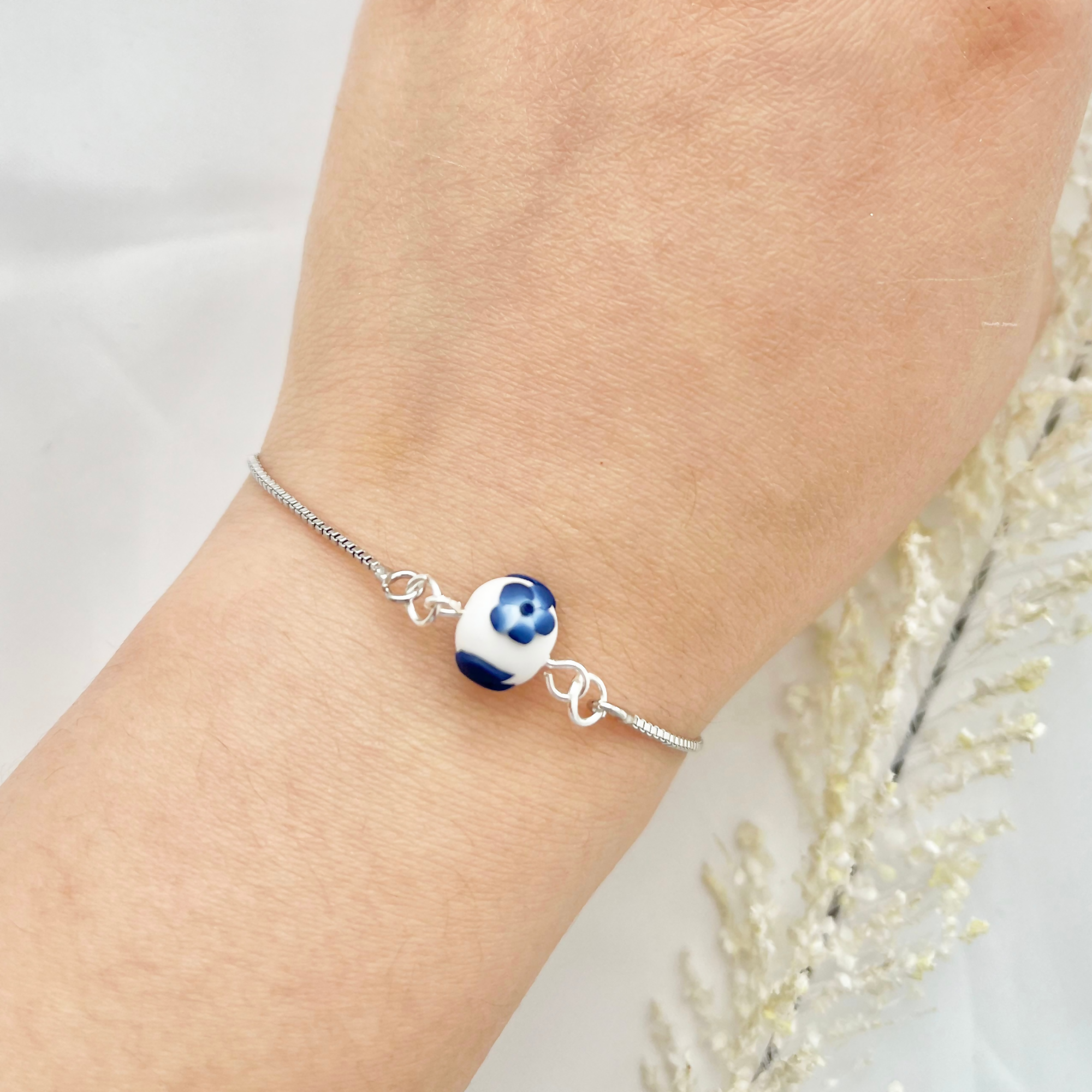 Blue China Bracelets - Handmade Polymer Clay Bracelets