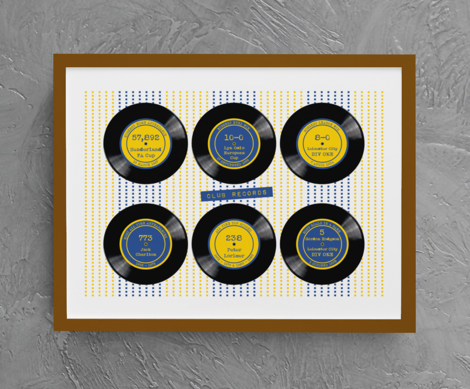 Leeds Utd Art Print CLUB RECORDS Design