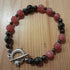Tibetan Silver Toggle Catch Bracelet with Faceted Grey Hematite in 2 sizes, Strawberry Quartz and Round Grey Hematite.