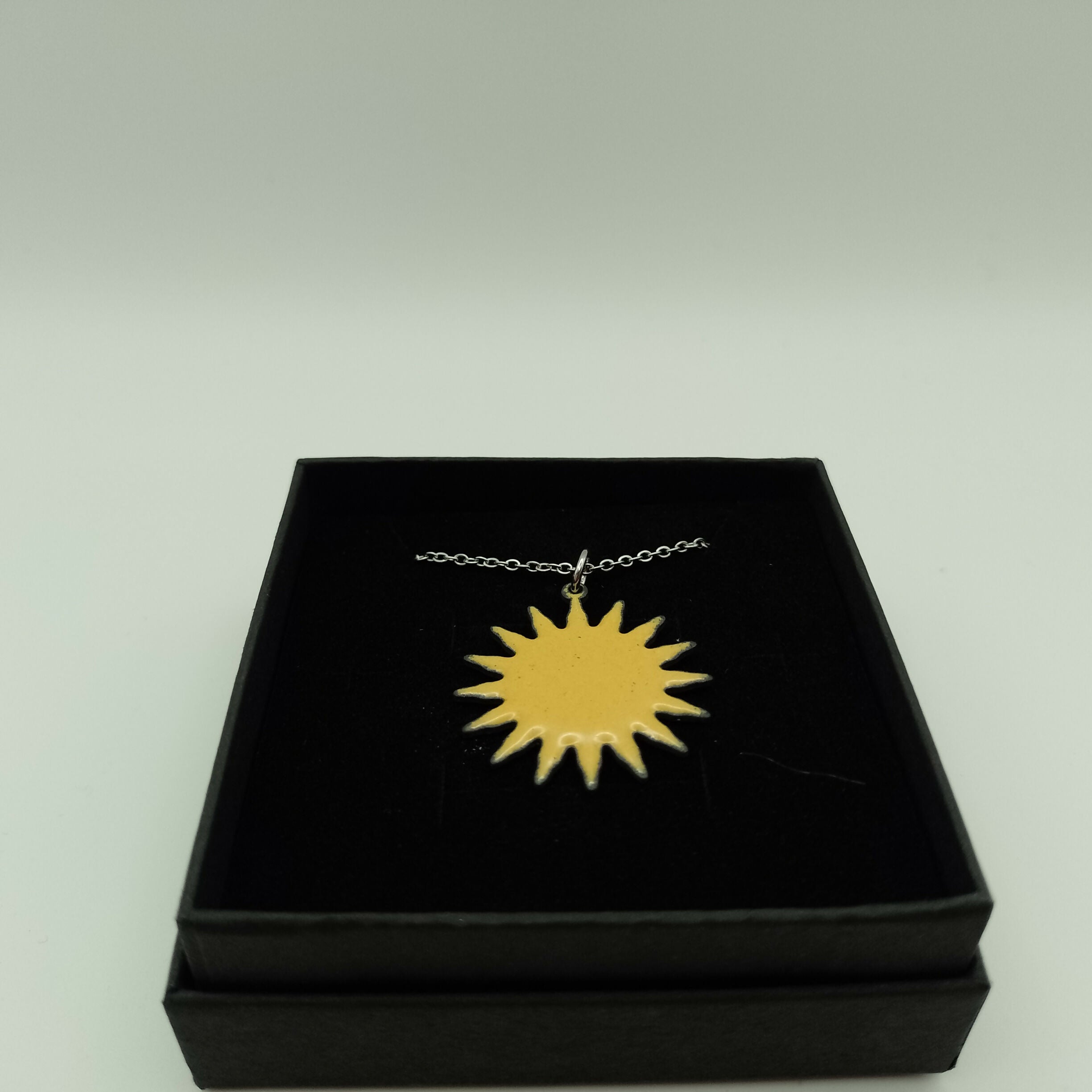 Yellow Enamel Sunburst Pendant