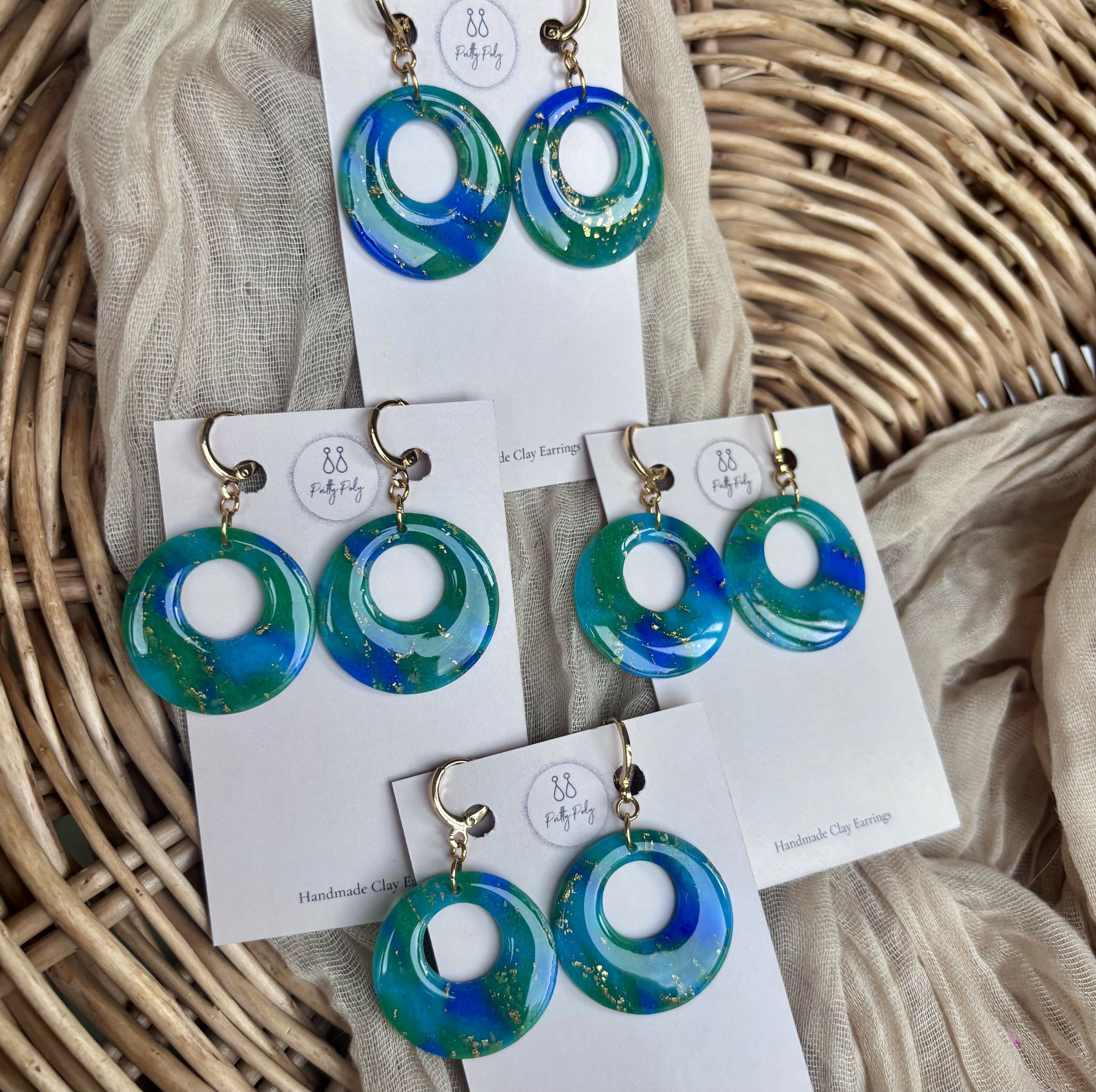 Ocean Dream Collection Round Polymer Clay Earrings