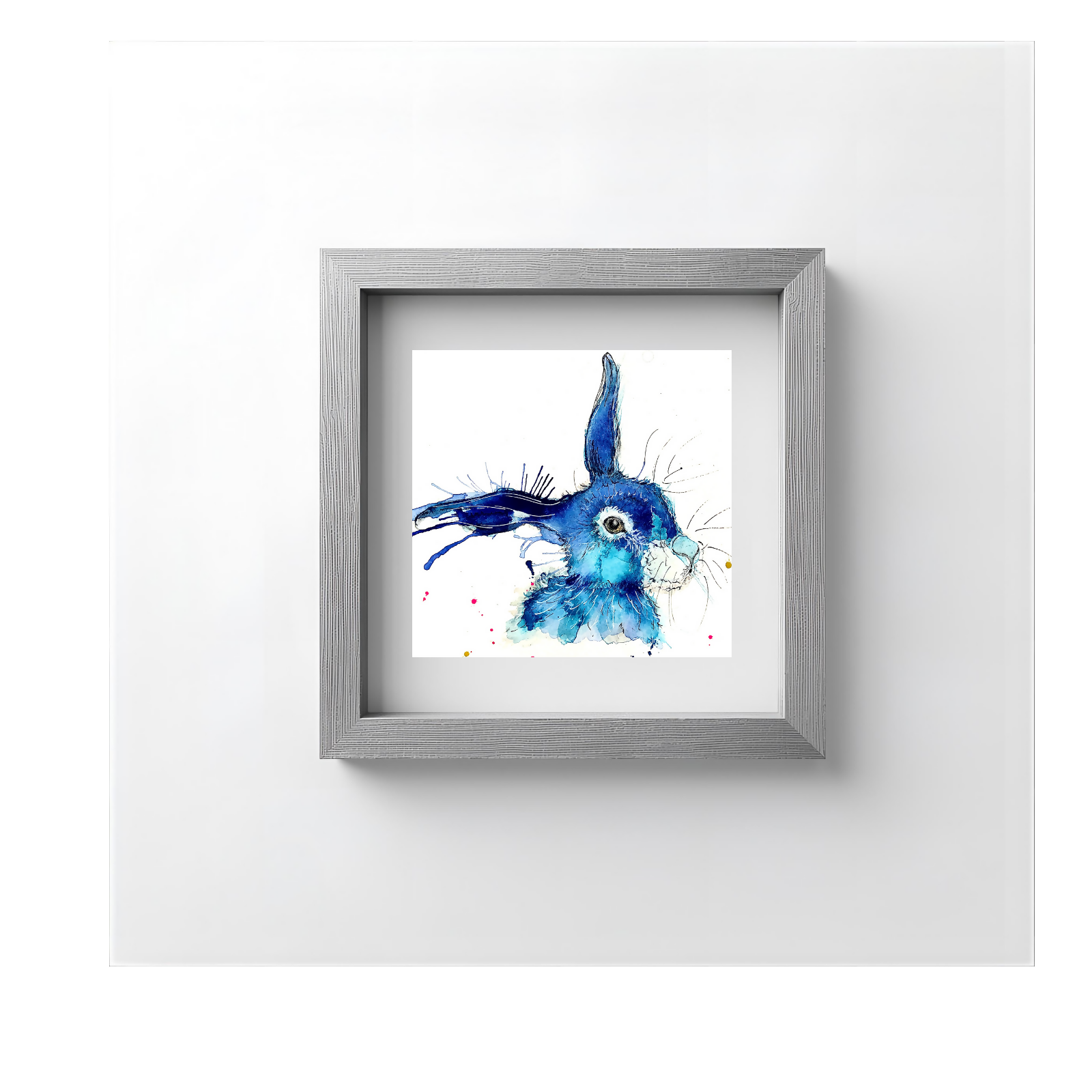 FINE ART PRINT OF BLUE BUNNY, PART OF THE 'LITTLE MINI TREASURE' ART COLLECTION