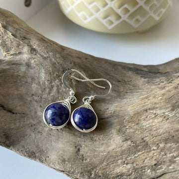 Lapis Lazuli Drop Earrings, Sterling Silver