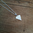 Handmade Silver Triangle Charm Necklace Fancy Leaf Texture
