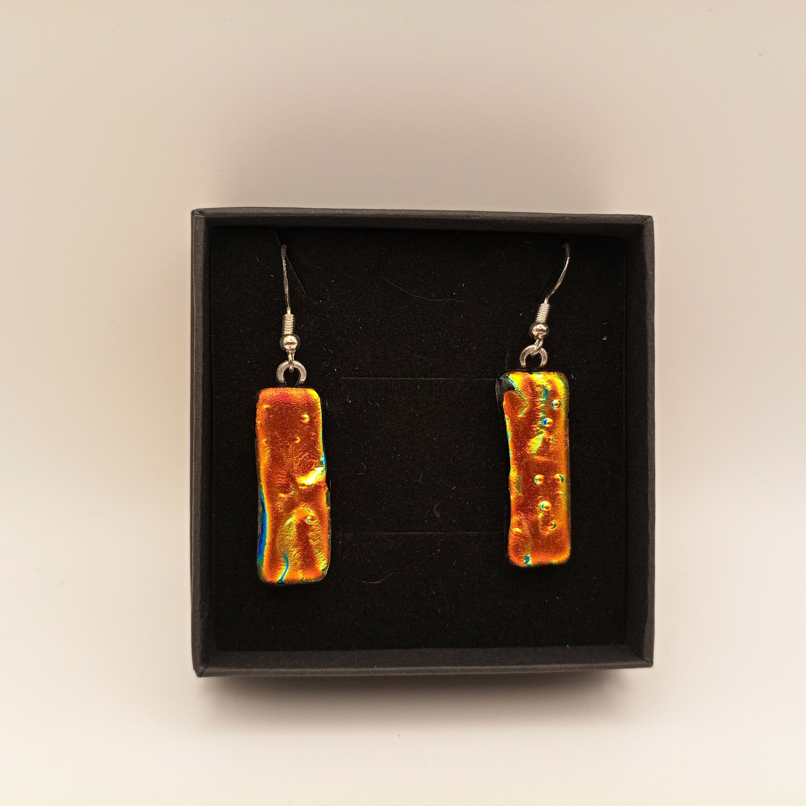 Red and Gold Dichroic Earrings