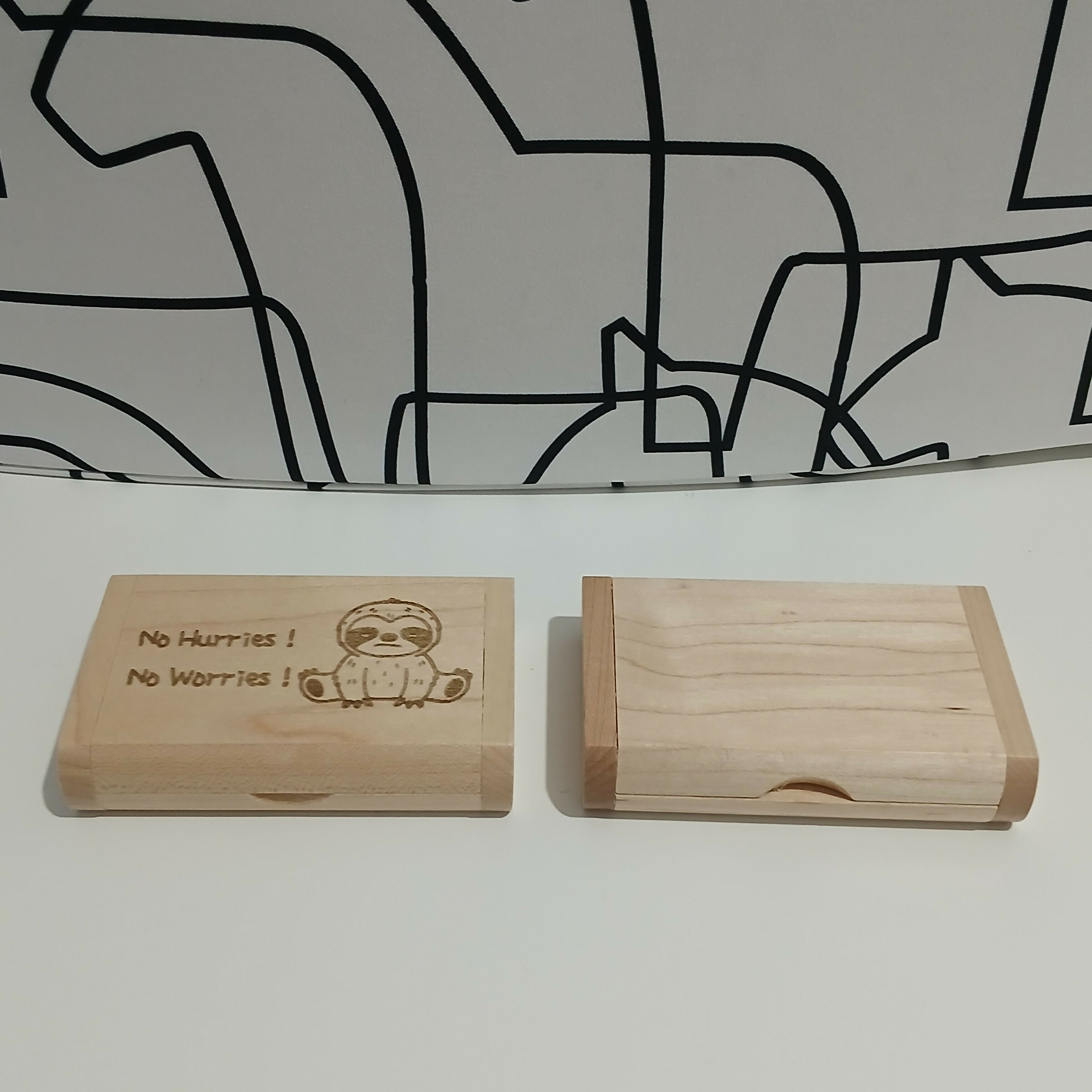 Wooden 120G USB Memory Stick with Box No Hurries No Worries