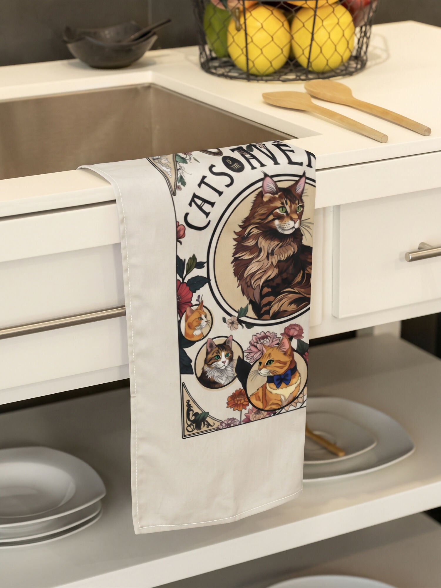 Hull Cats of the Avenues Tea Towel