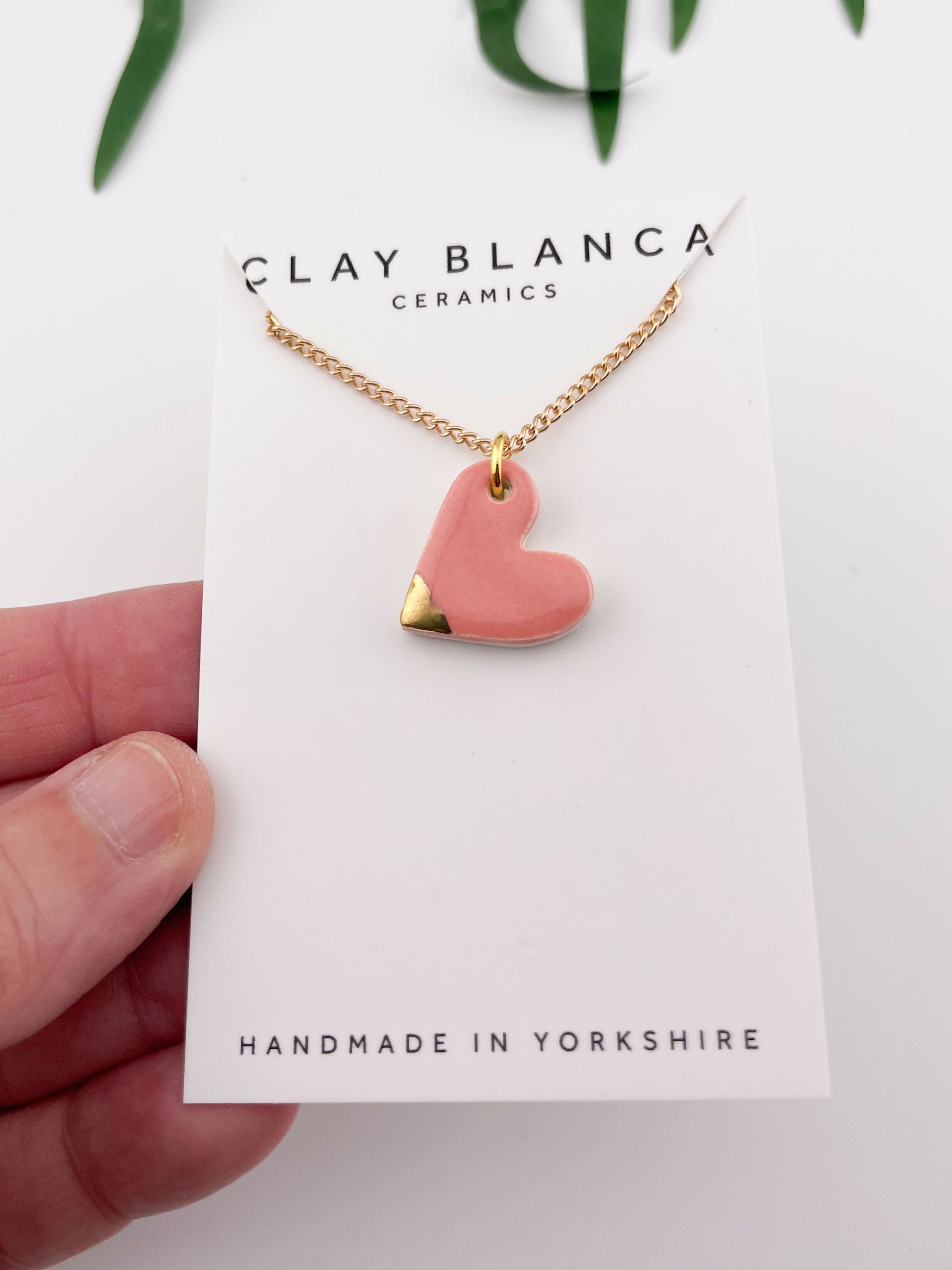 Small Peach Heart Necklace