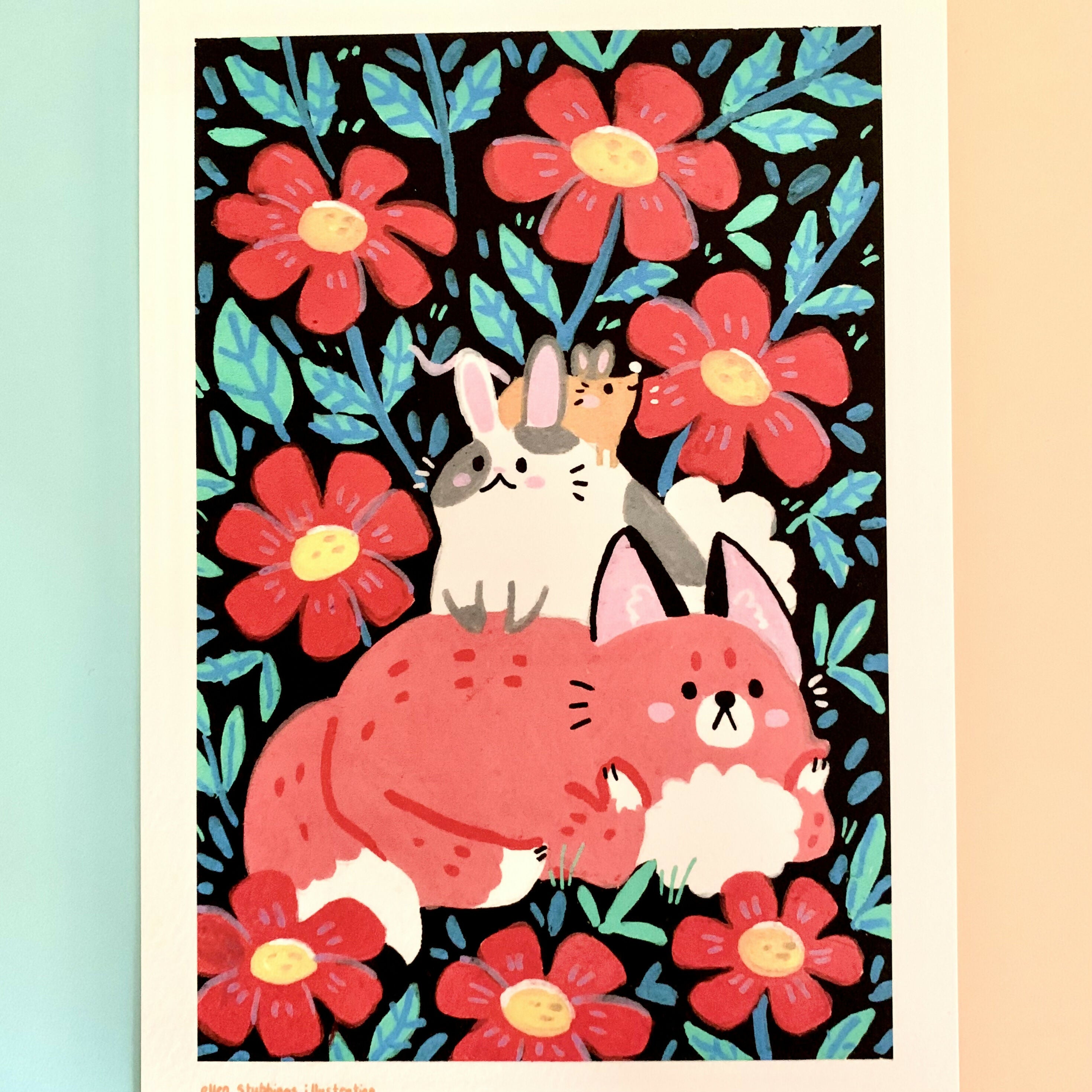 Fox, Rabbit & Mouse Art Print