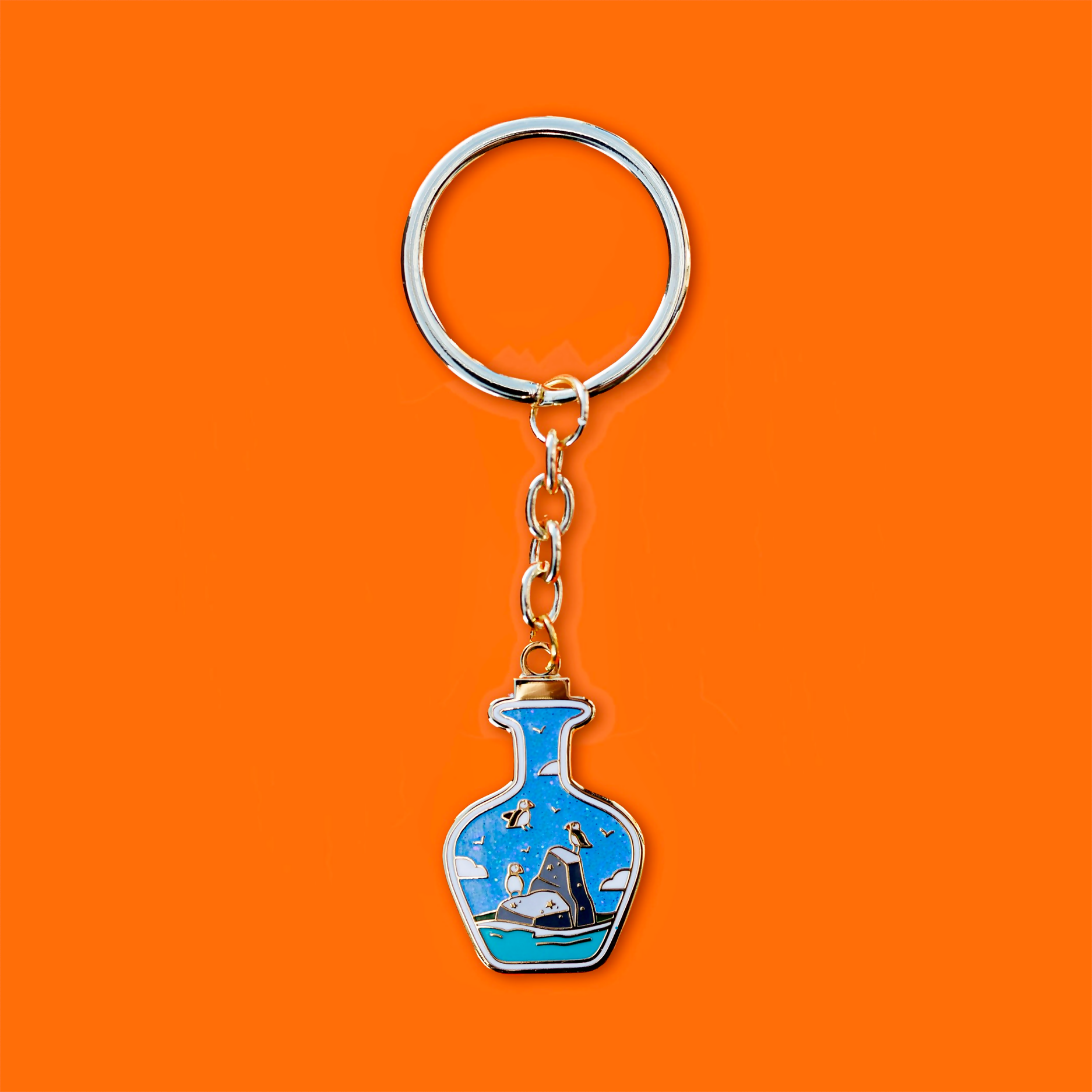 Keyring Plain Background Puffin