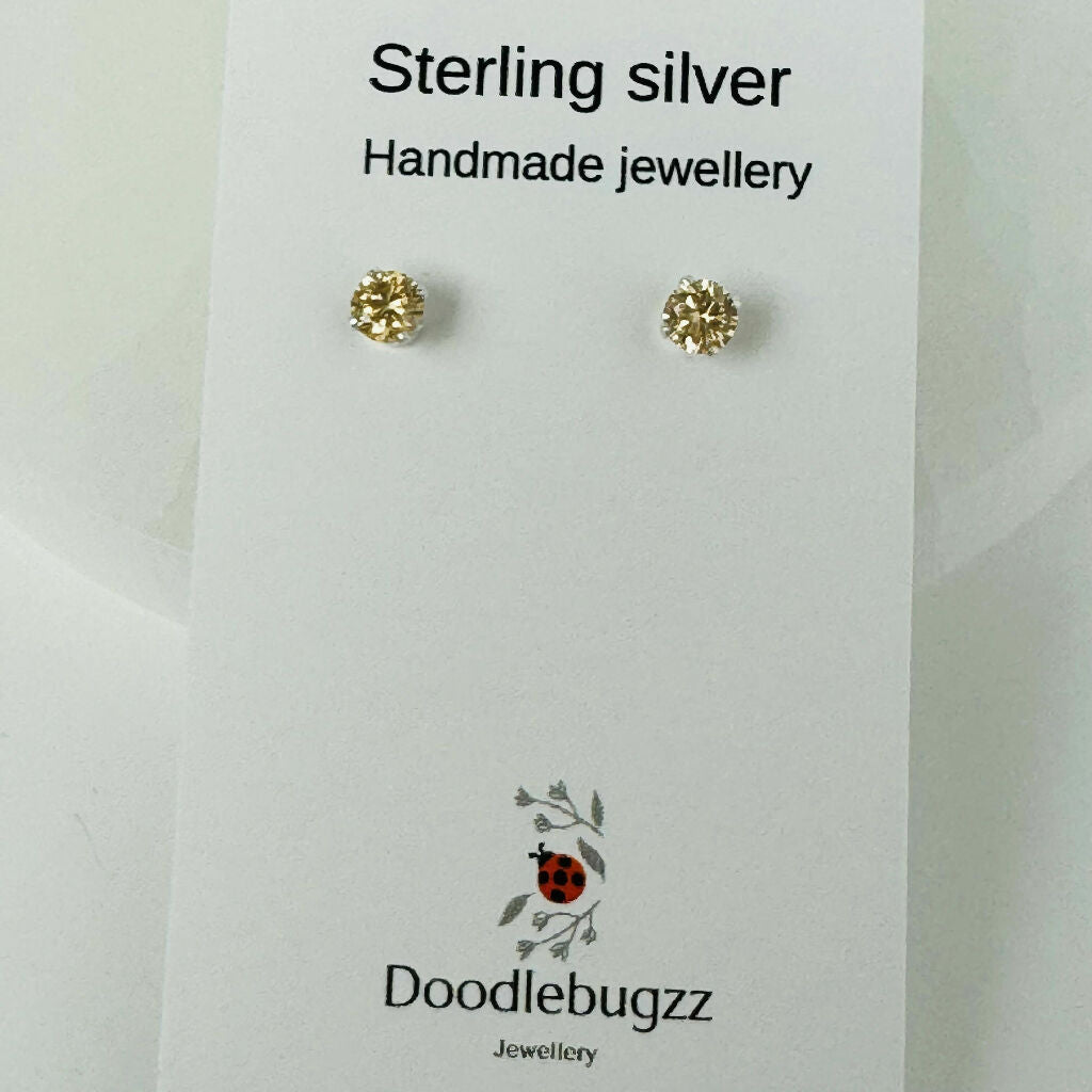 Sterling Silver Cubic Zirconia Stud Earrings 4mm