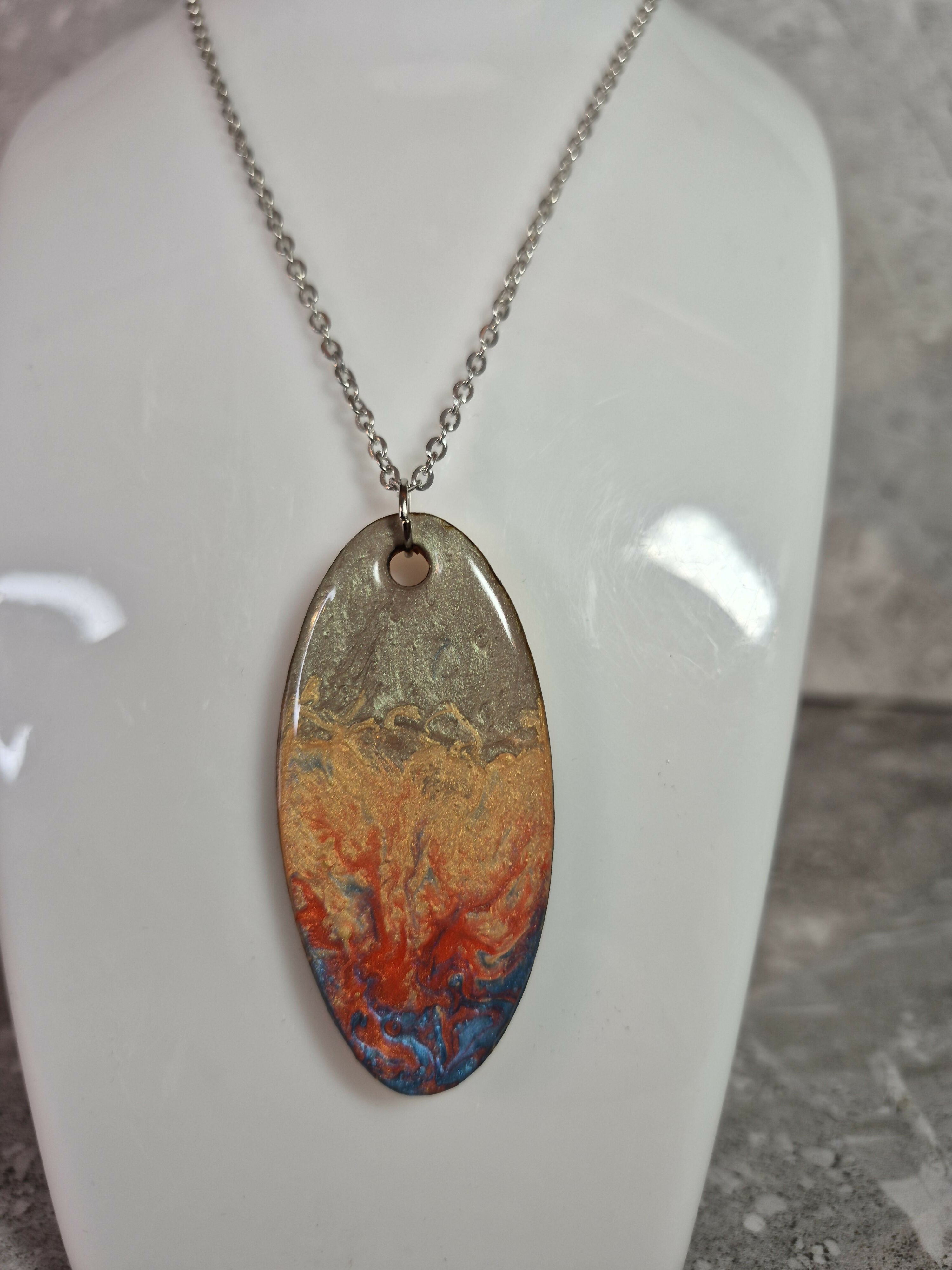 Unique Handcrafted Fiery Landscape Pendant