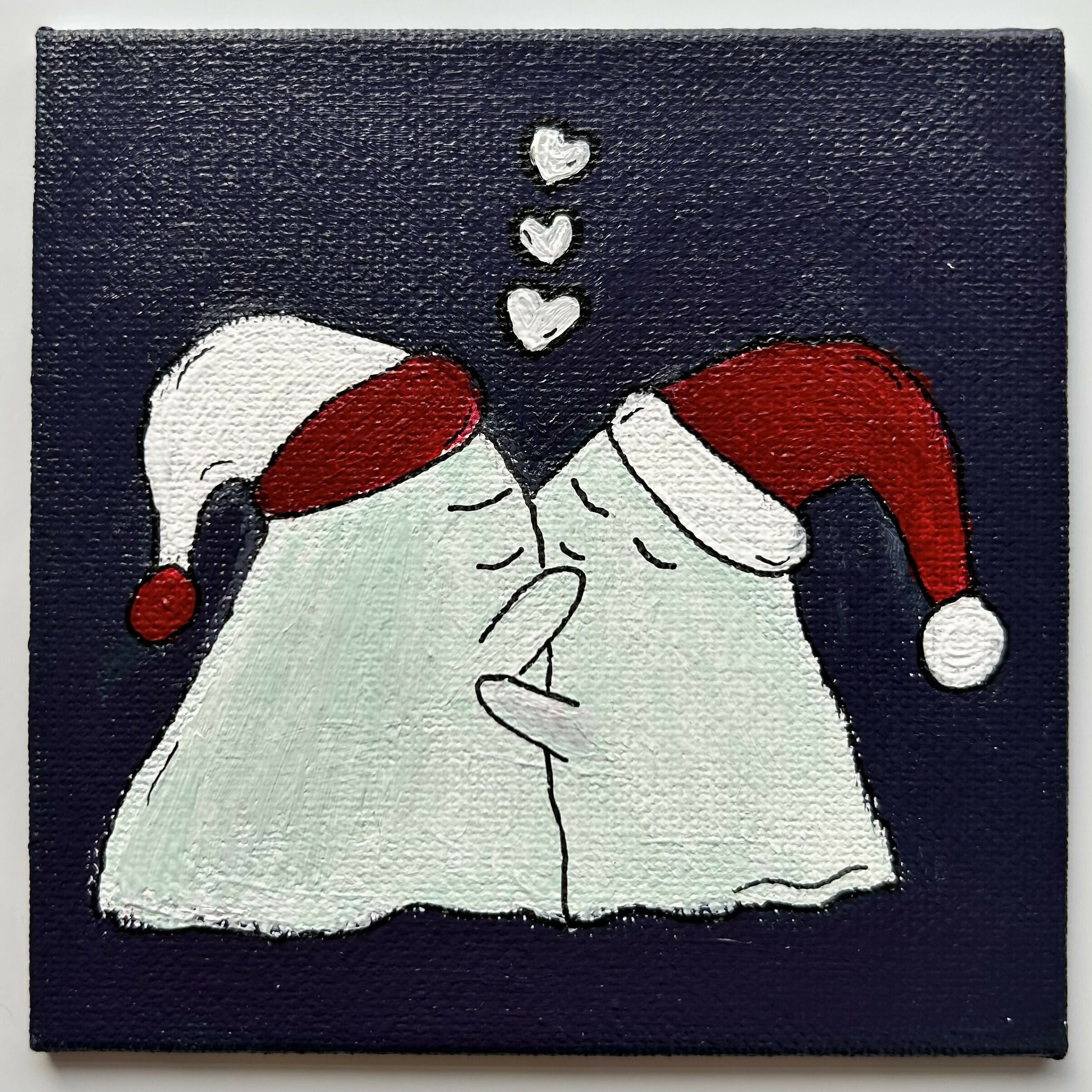 Hugging Christmas Ghosts Original Artwork