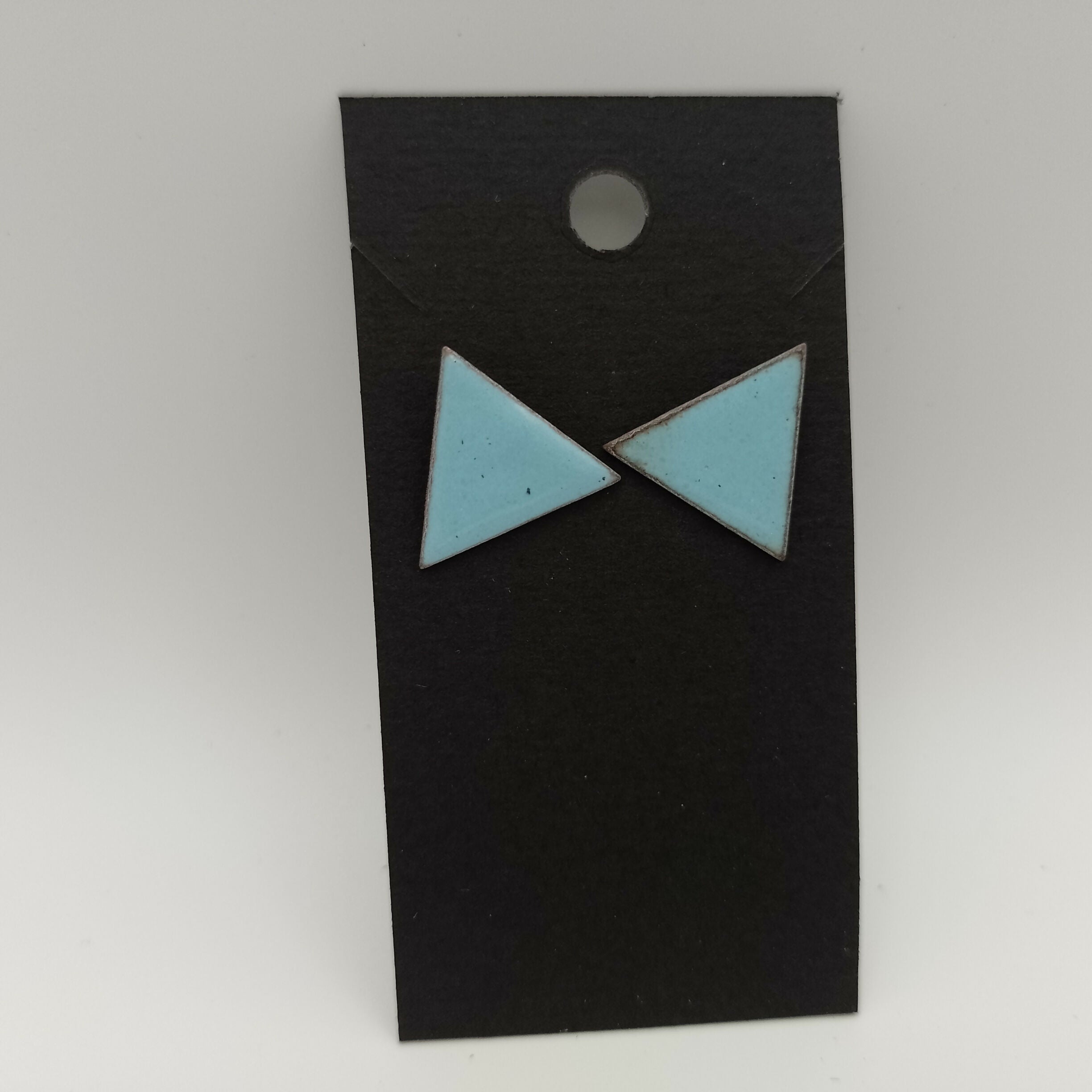 Powder Blue Triangle Stud Enamel Earrings