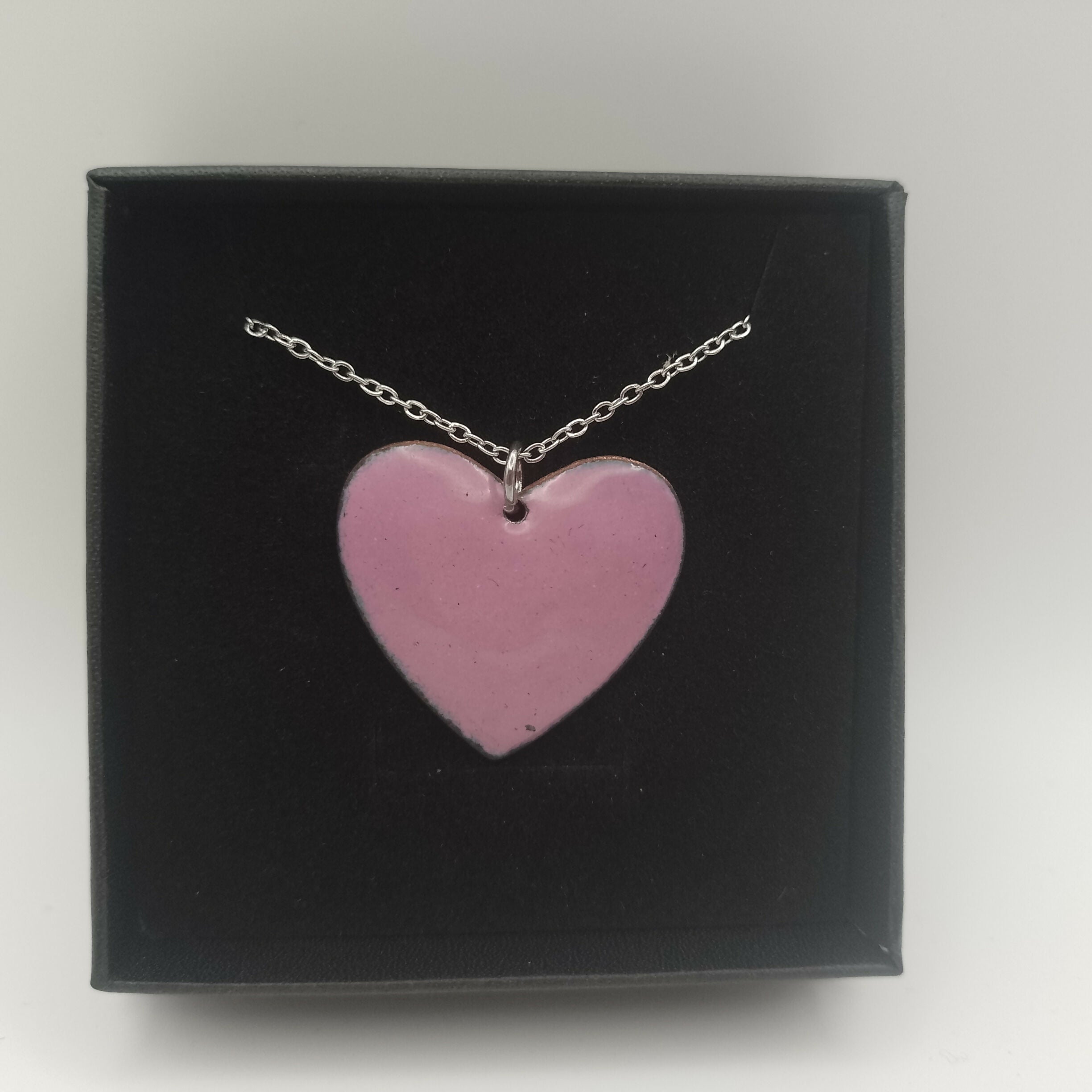 Pink Enamel Heart Pendant