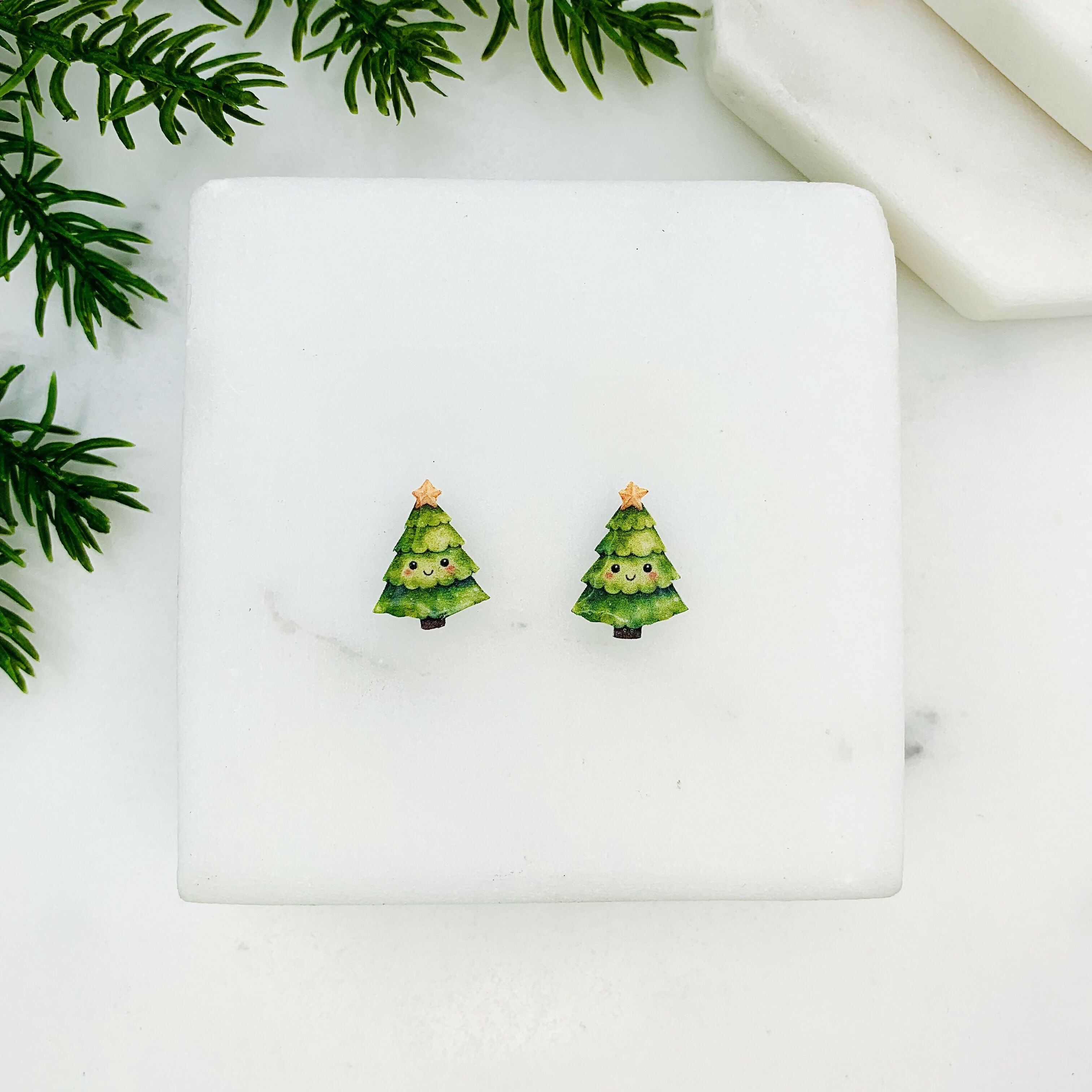 Cute Christmas Tree Stud Earrings.