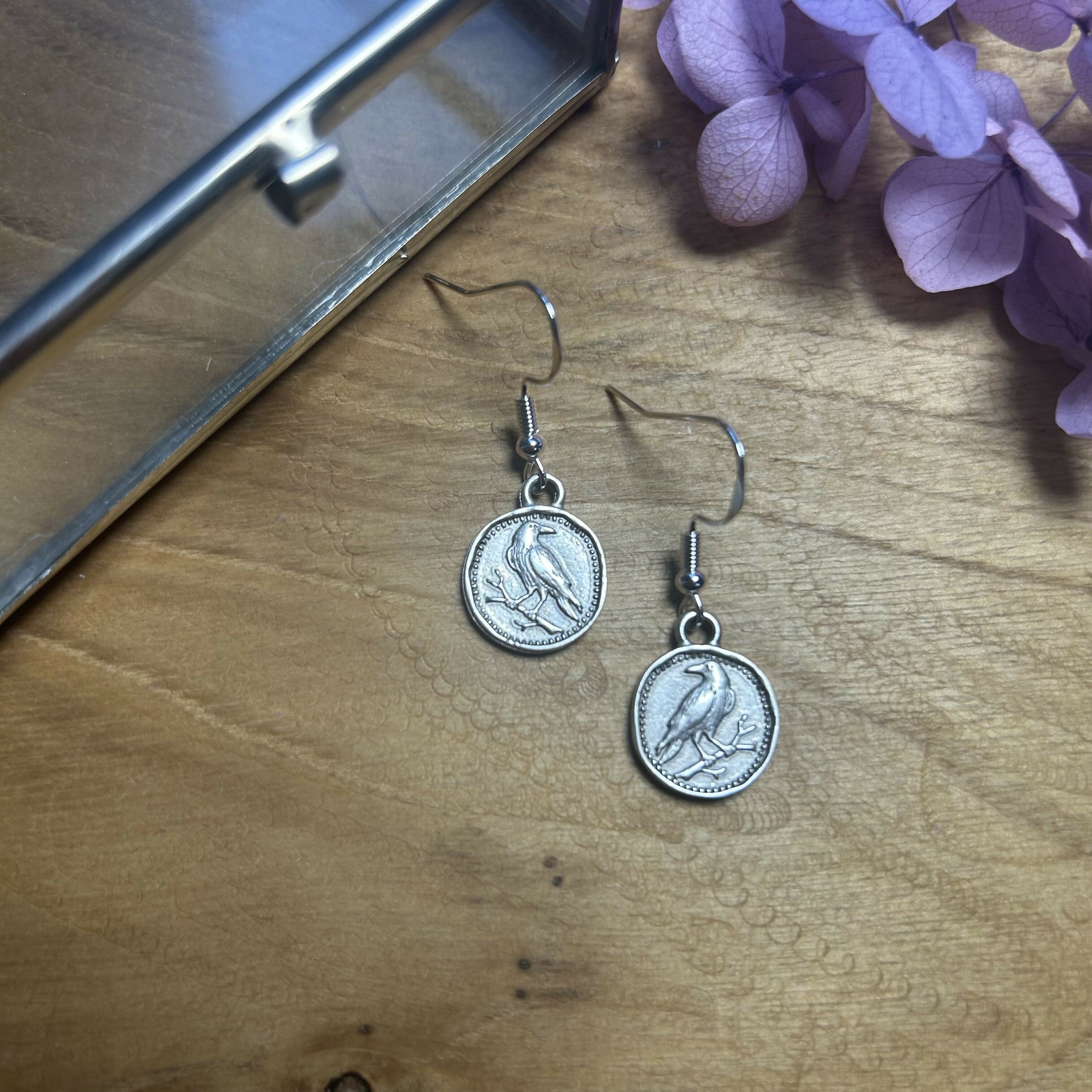 Lovely Crow Charm Earrings