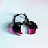 Handmade Black Pink Moon Resin Charms On Black Hoops