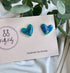 Blue and Gold Fleck Heart Polymer Clay Studs
